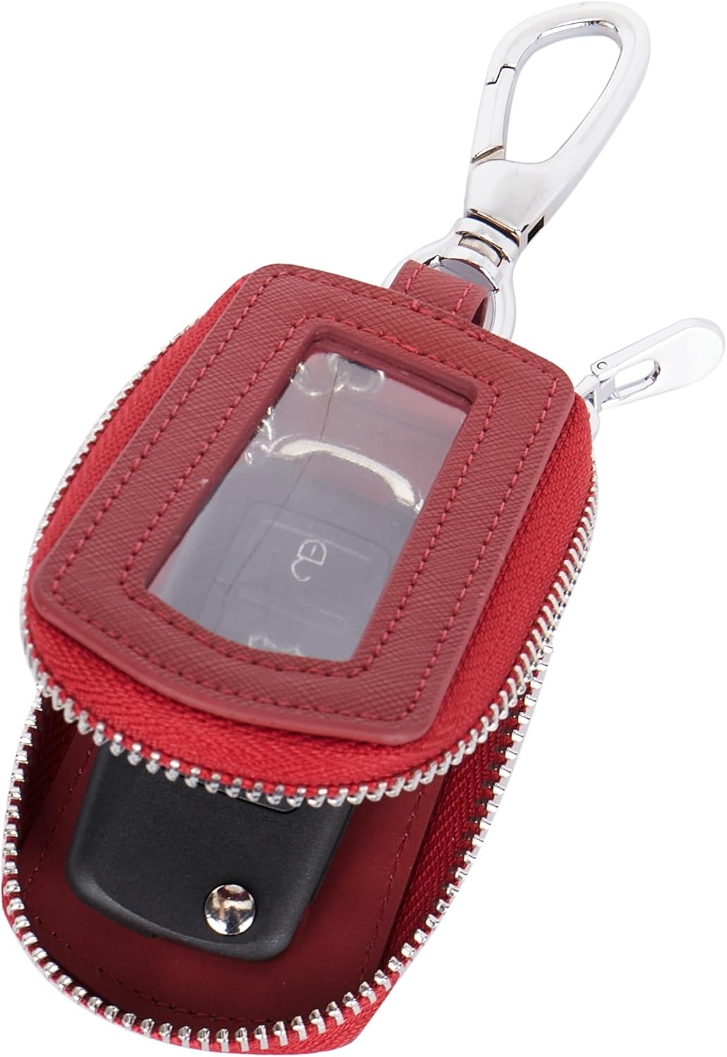 Funda universal para llavero de automóvil de alta calidad, funda de cuero para llavero, protector de llavero, soporte para llavero remoto (borgoña)