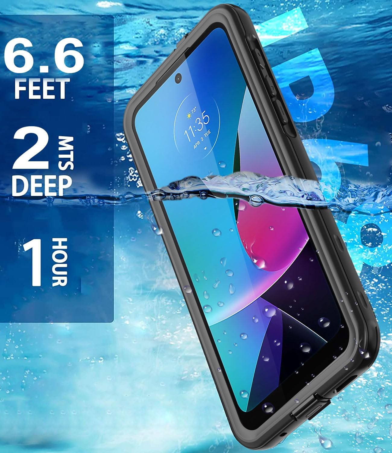 Funda impermeable para Motorola Moto G Play 2023 con protector de pantalla integrado, cuerpo completo bajo el agua, a prueba de polvo, a prueba de