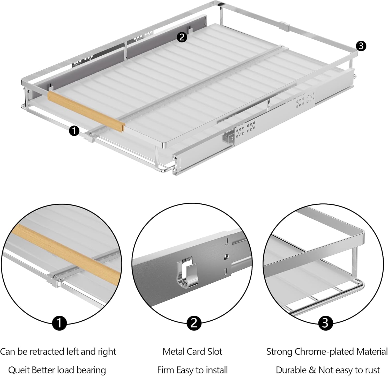 SANNO Organizador de gabinete extensible deslizante, organizador de gabinete extraíble, estante deslizante de cocina debajo del fregadero, estantes