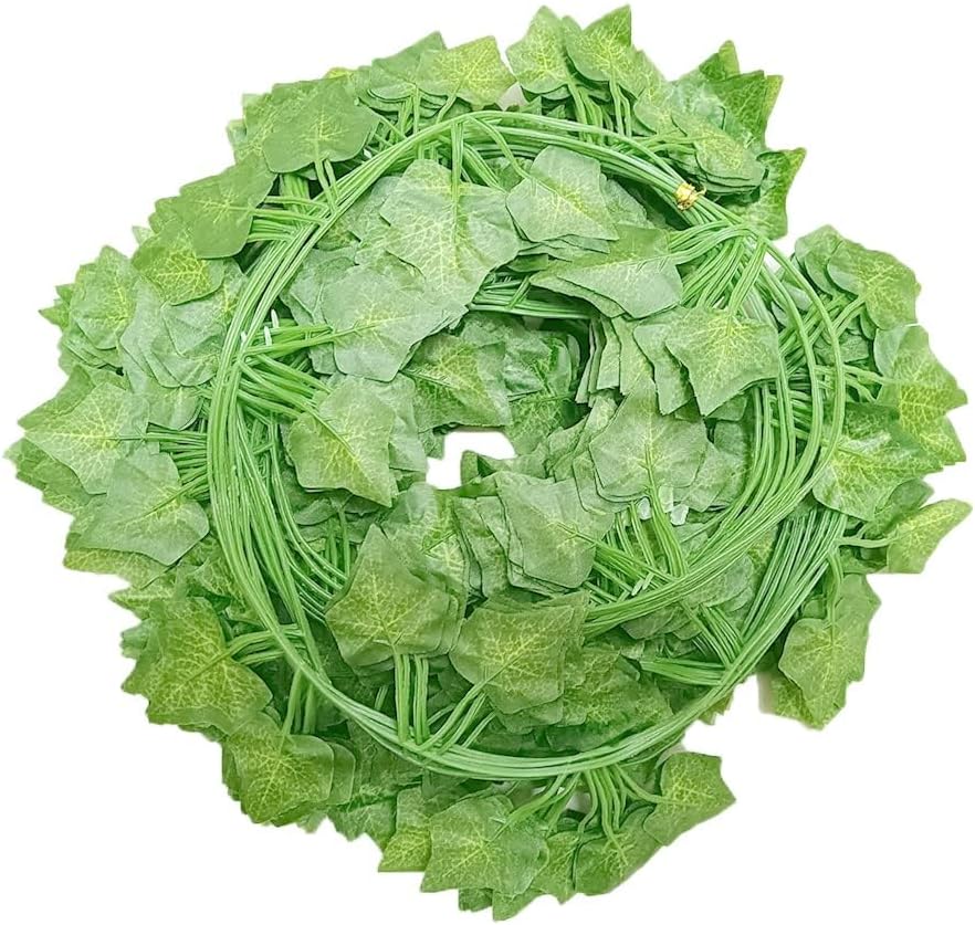 Paquete de 12 hojas de hiedra falsas de 84 pies, enredaderas, guirnalda artificial, plantas colgantes para decoración de dormitorio, estética,