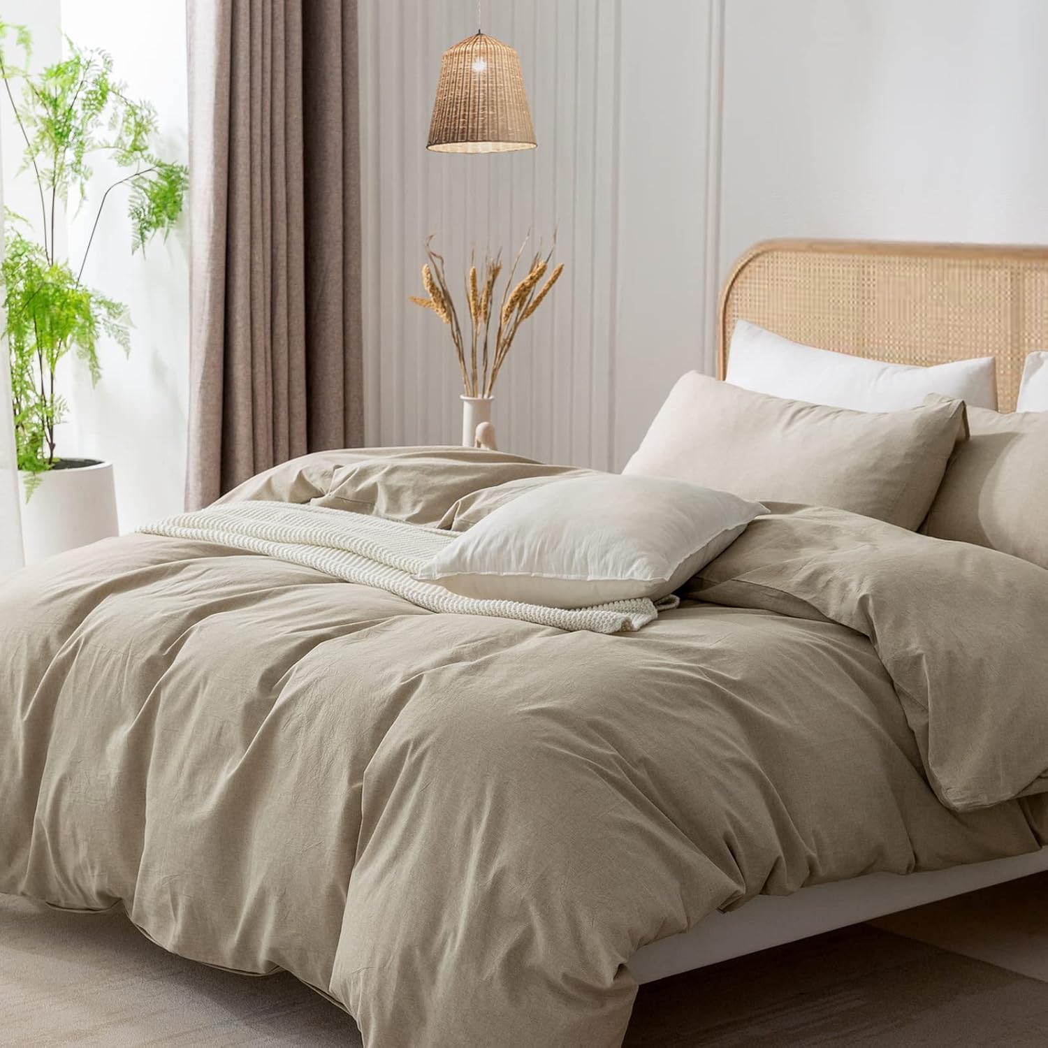 Juego de funda de edredón individual  100% algodón lavado súper suave, desgastado y elegante, duradero, juego de ropa de cama de 2 piezas con cierre