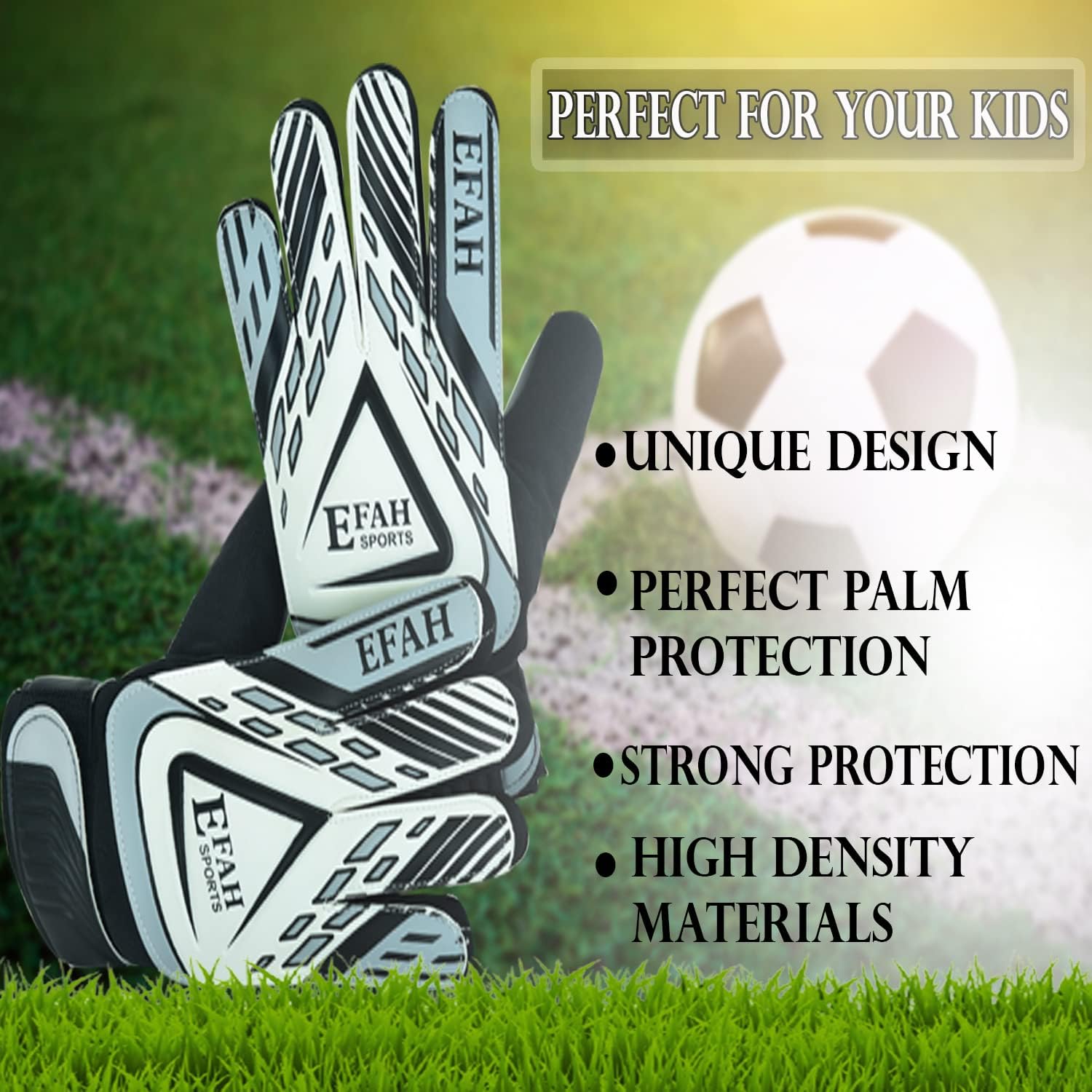 Guantes de portero de fútbol para niños y jóvenes, guantes de portero de fútbol con palmas de agarre fuerte