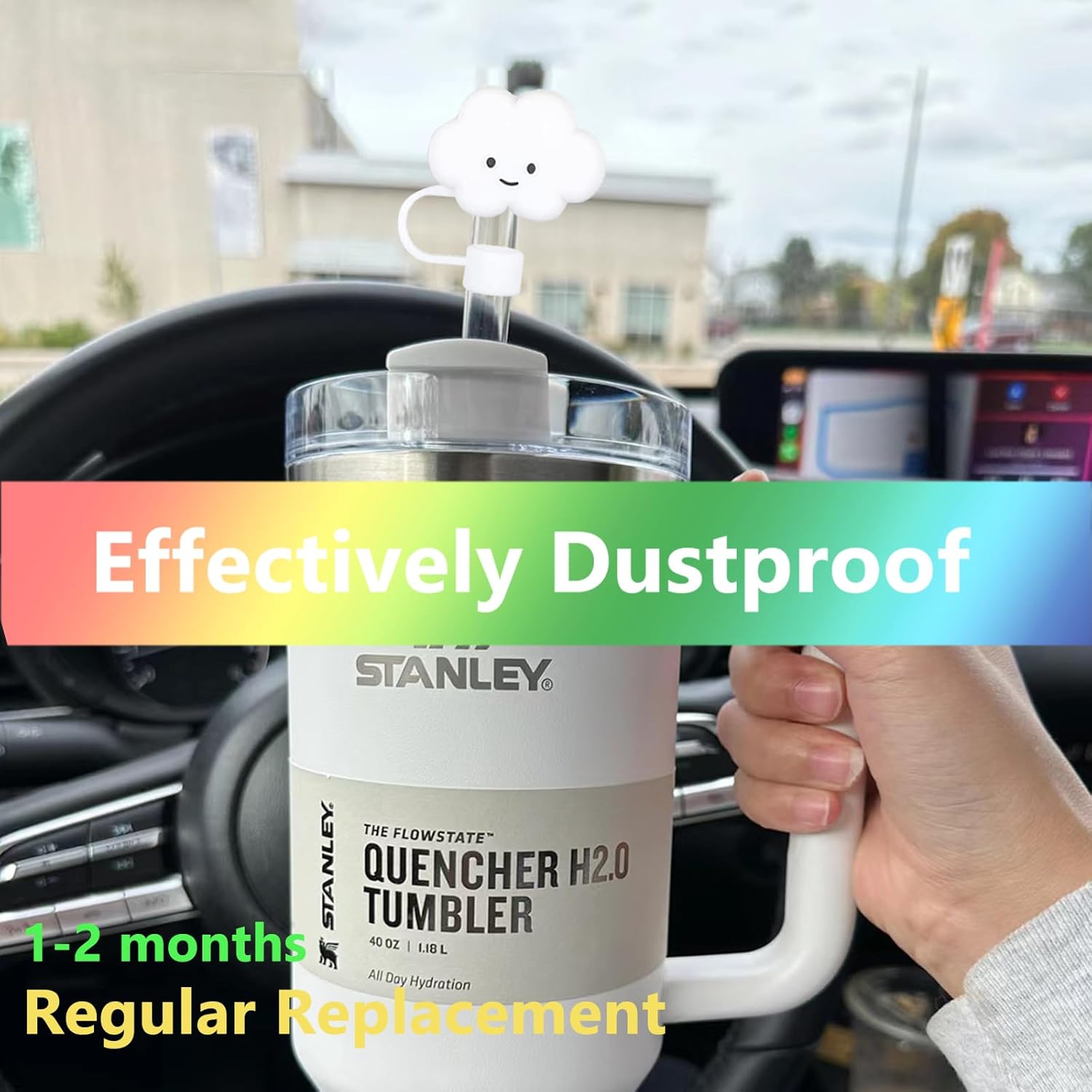 8 fundas para popotes compatibles con vasos Stanley de 30 y 40 onzas, reutilizables, bonitas puntas de silicona para popotes, protectores para copas