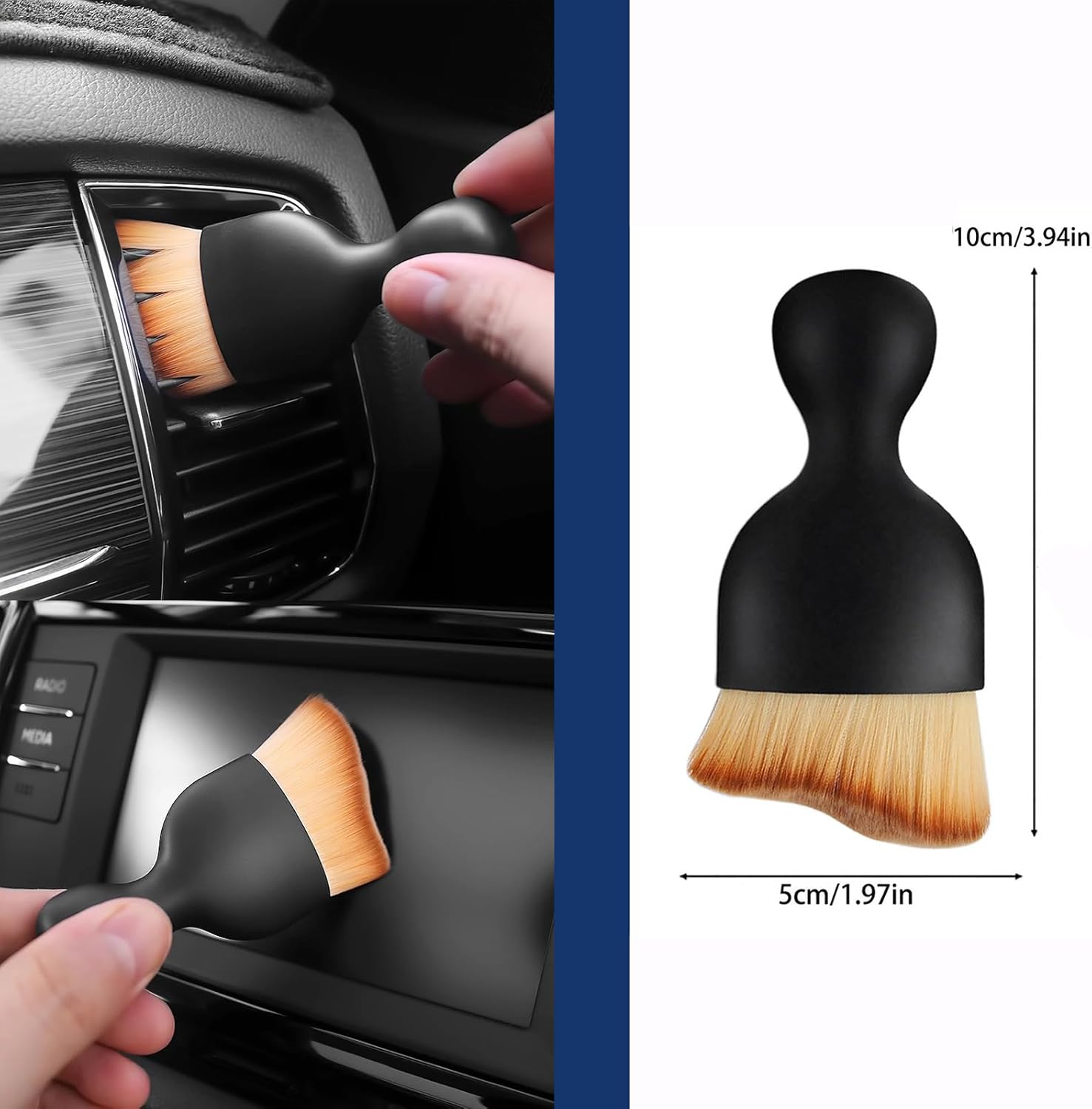 Juego de 10 cepillos para detalles de automóvil, kit de limpieza interior de automóvil, incluye 5 cepillos para detalles de automóvil, 3 cepillos de
