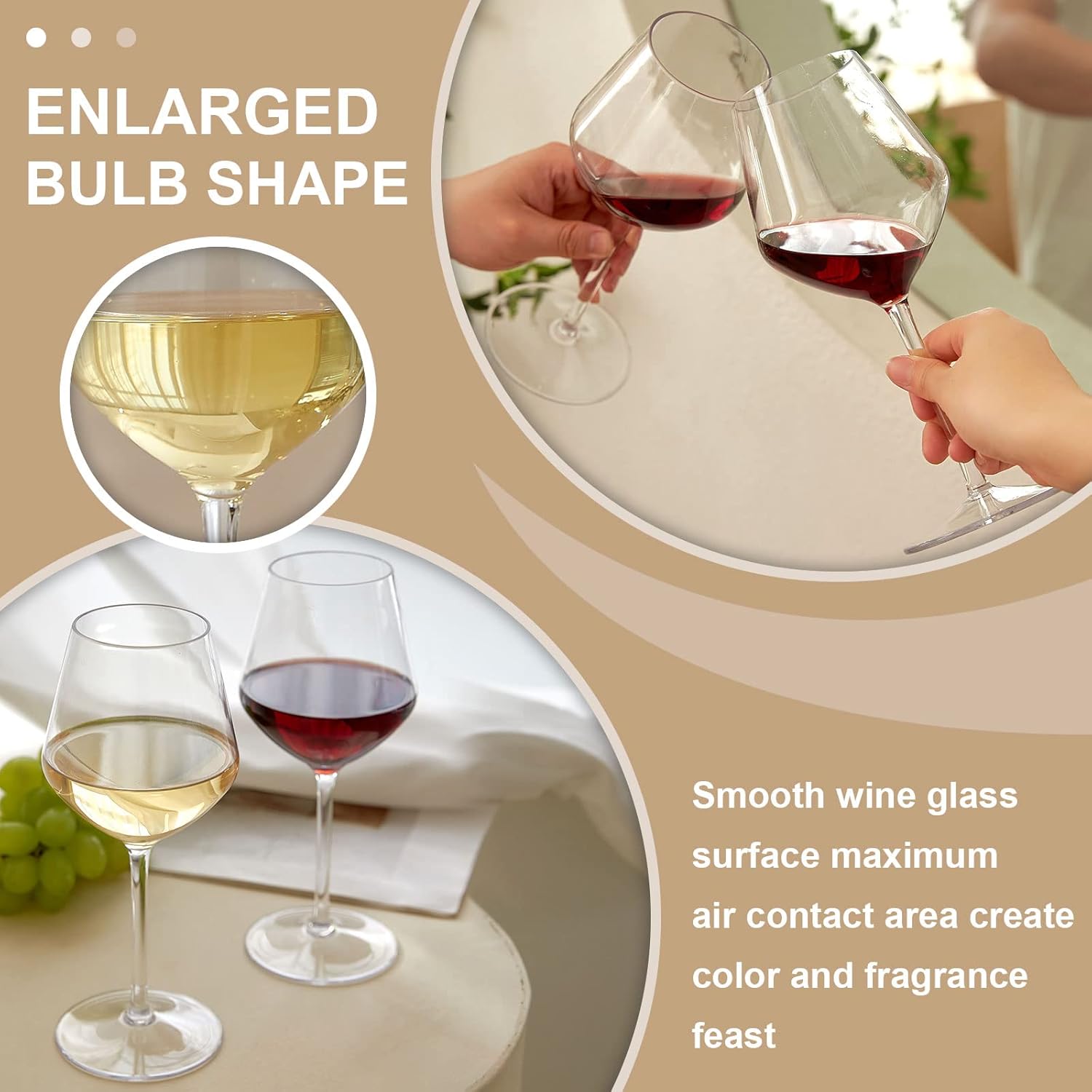 MICHLEY Mordern – Juego de 4 copas de vino grandes color borgoña, plástico Tritan irrompible de 18.5 onzas, para exteriores, bodas, cumpleaños