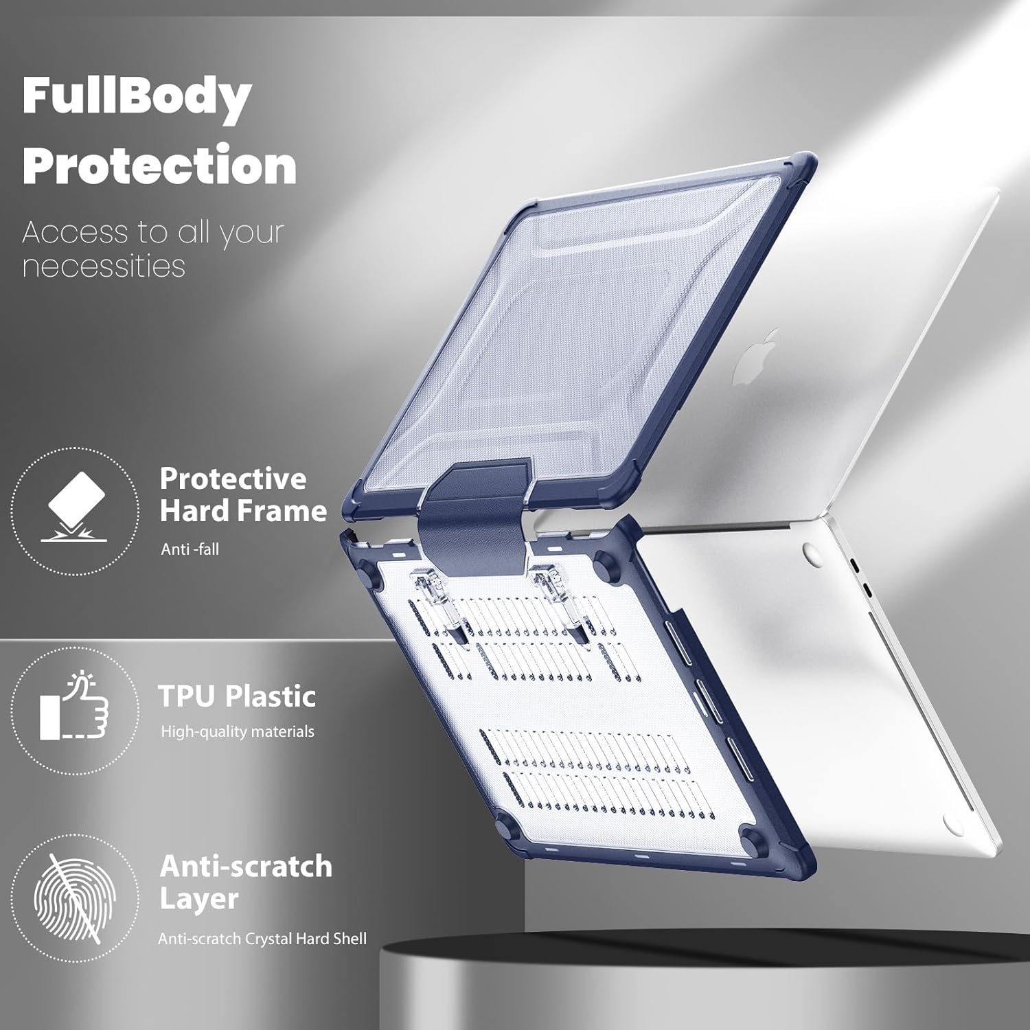 DTangLsm Funda compatible con M3 M2 MacBook Air de 15 pulgadas modelo A3114 A2941 2024 2023 con Touch ID, carcasa rígida resistente con parachoques
