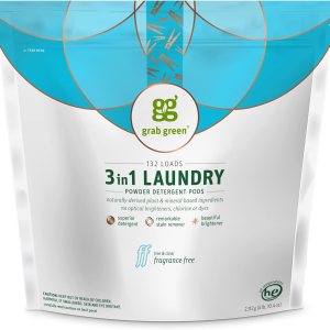 Grab Green Cápsulas de detergente 3 en 1, 132 unidades, sin fragancia, a base de plantas y minerales, poder de limpieza superior, removedor de Grab Green Cápsulas de detergente 3 en 1, 132 unidades, sin fragancia, a base de plantas y minerales, poder de limpieza superior, removedor de