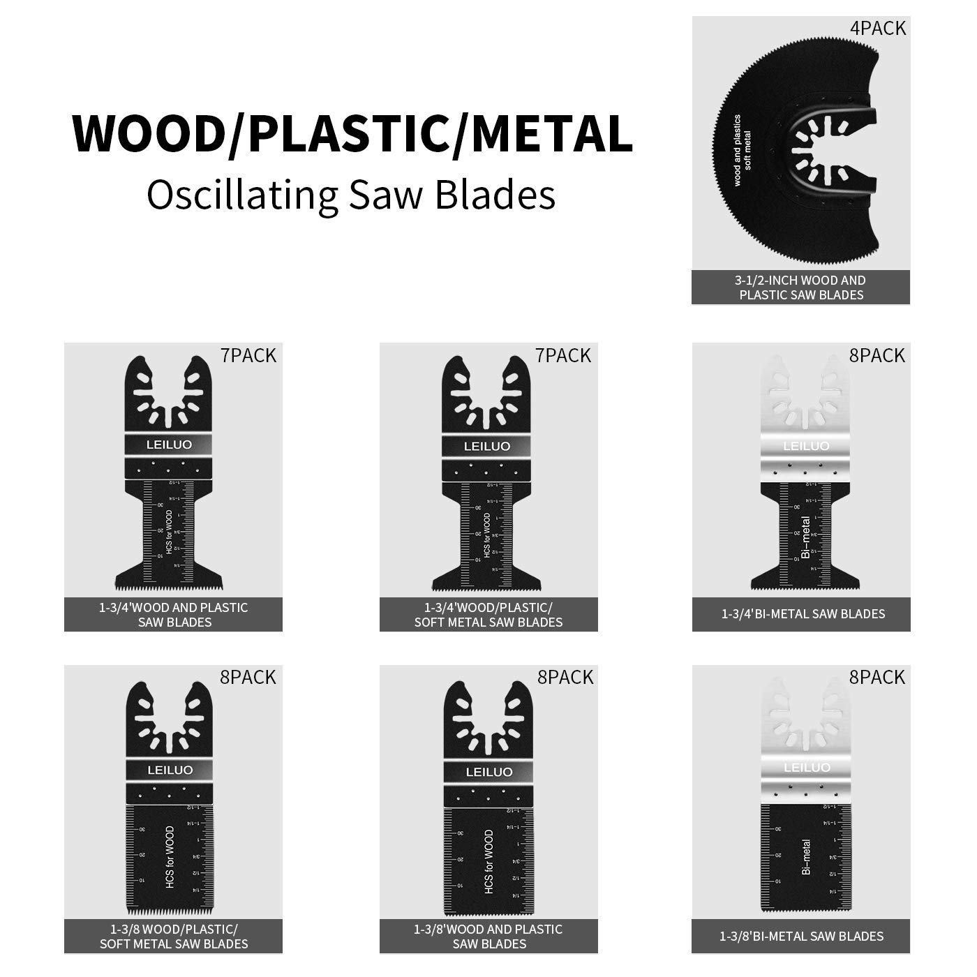 Paquete de 50 cuchillas oscilantes LEILUO para herramientas de madera de fácil corte, cuchillas de sierra de oscilación de plástico, ajuste