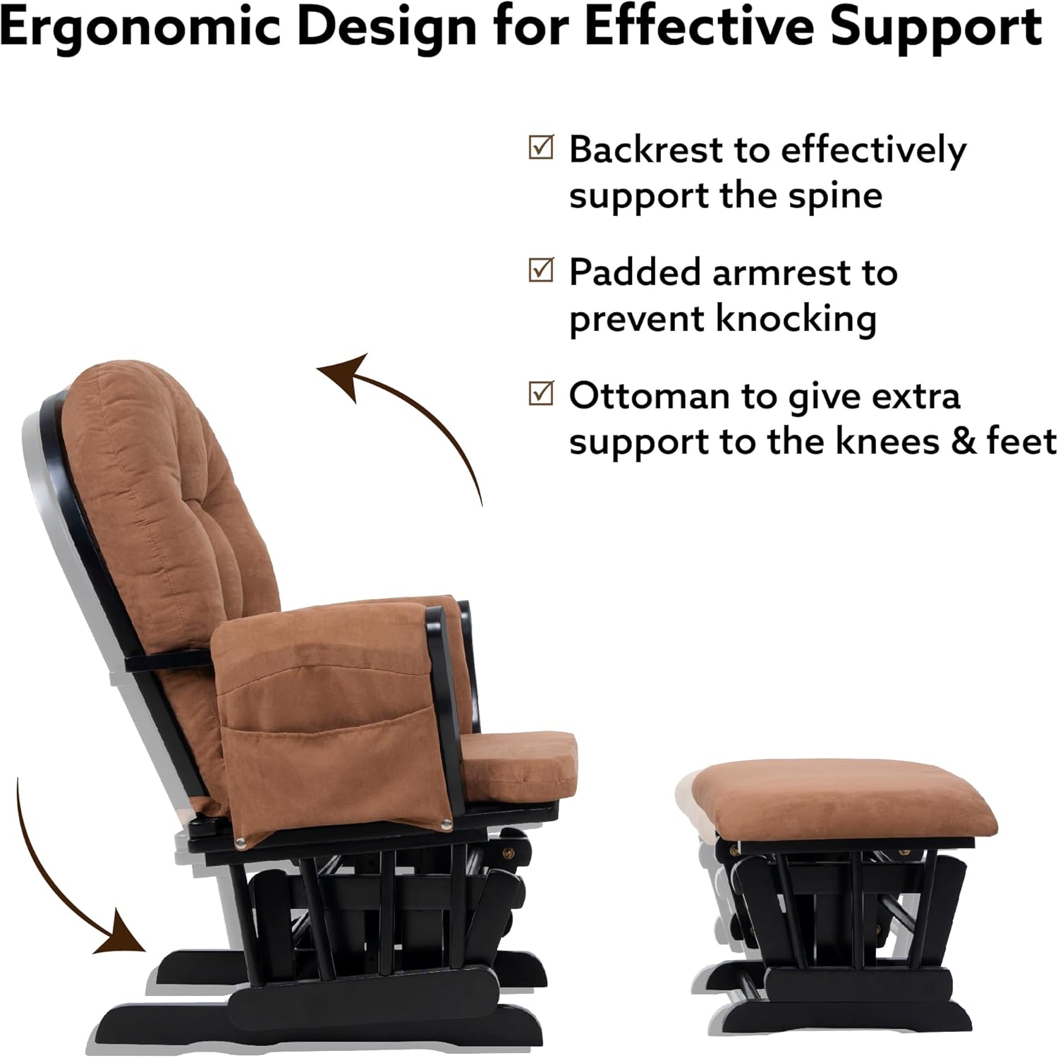 Juego de mecedora y otomana para guardería, mecedora reclinable con otomana, silla mecedora para lactancia materna para habitación de bebé,