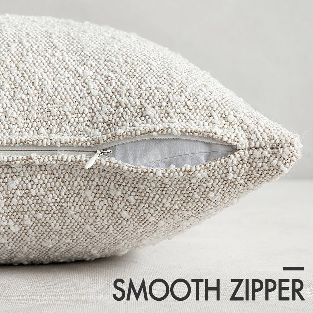 MIULEE Funda de almohada decorativa de 18 x 18 pulgadas, funda de almohada blanca pura con textura de boucle para sofá, sofá, decoración del hogar
