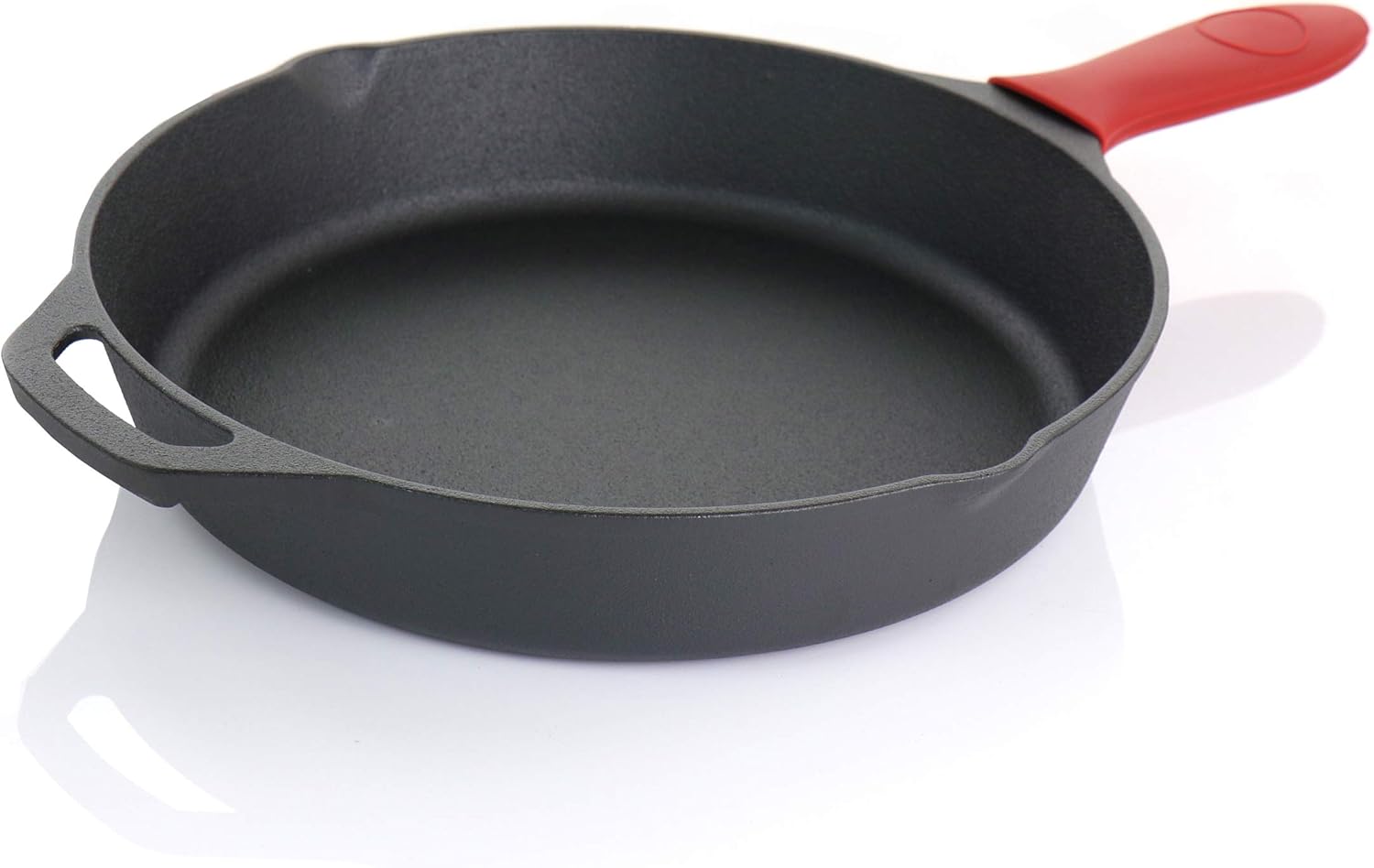 MegaChef Sartén con tapas pre-sazonadas, juego de 9 piezas, negro, rojo