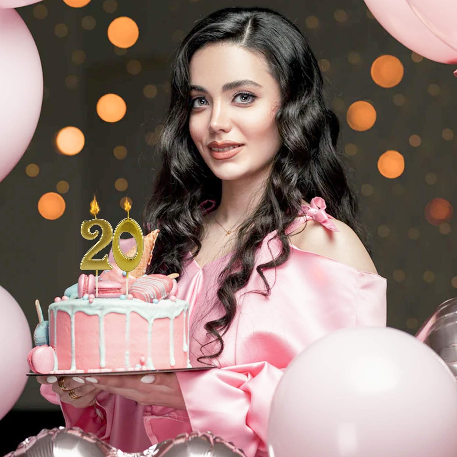 Velas doradas de 70 cumpleaños para pasteles, velas con purpurina número 70 para fiestas, aniversarios, decoración de pasteles para mujeres u hombres
