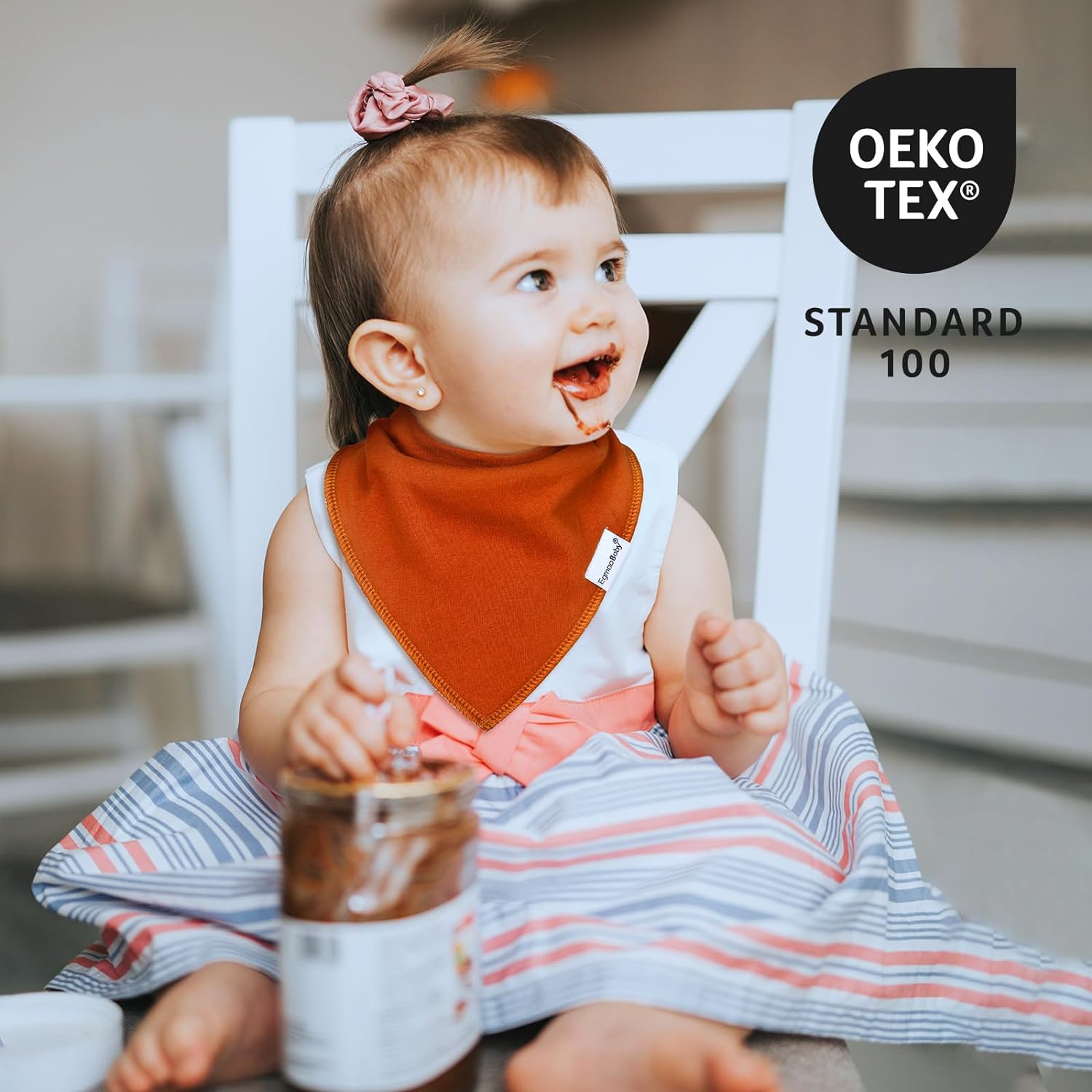 Paquete de 12 baberos tipo bandana de algodón orgánico para babeo y dentición para niños y niñas