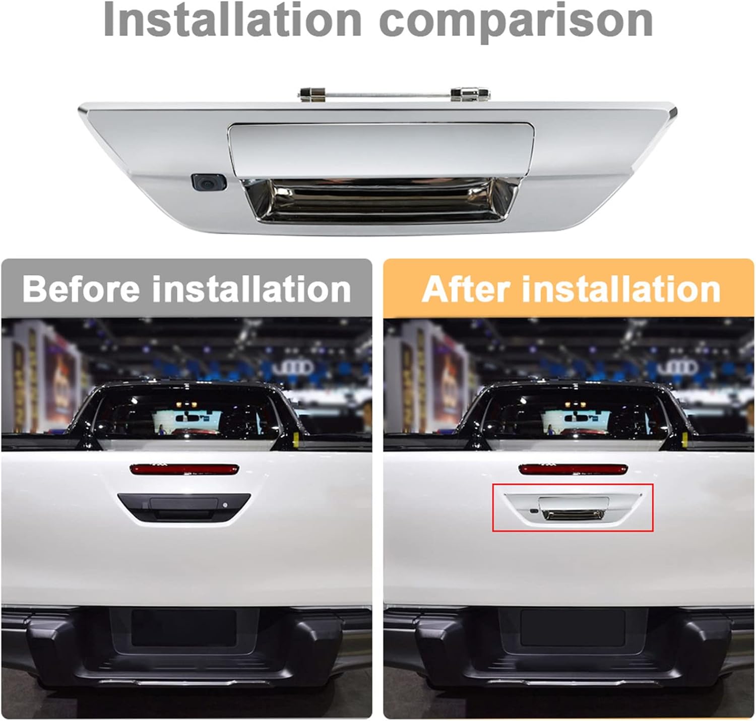 Cámara de respaldo inversa, Fydun DC 12 V IP68 impermeable ángulo de visión de 110  visión nocturna cámara de respaldo para automóvil Hilux Revo