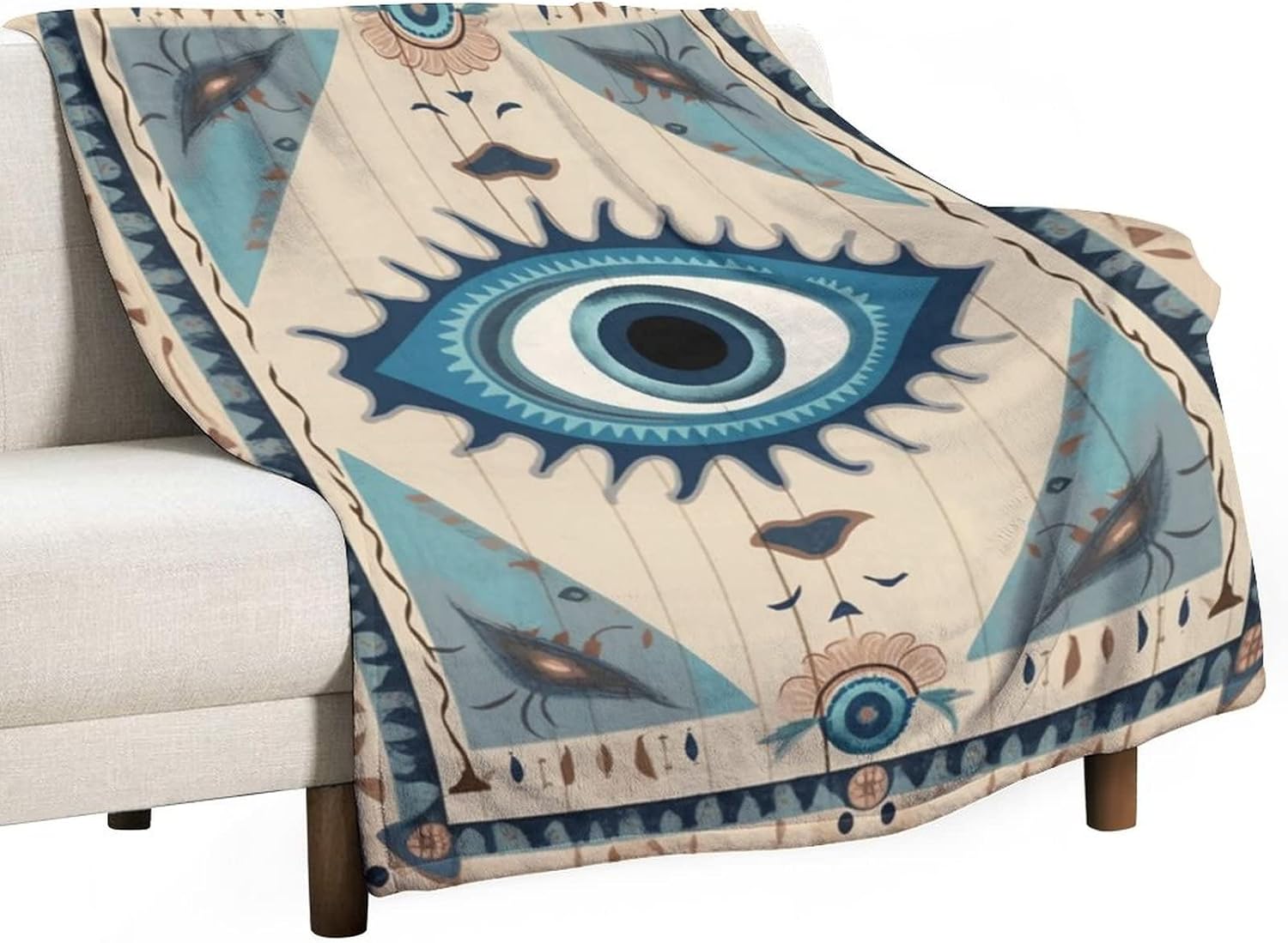 Manta de mal de ojo, tribal bohemio, retro, súper suave, acogedora, cálida, manta decorativa para sala de estar, dormitorio, dormitorio
