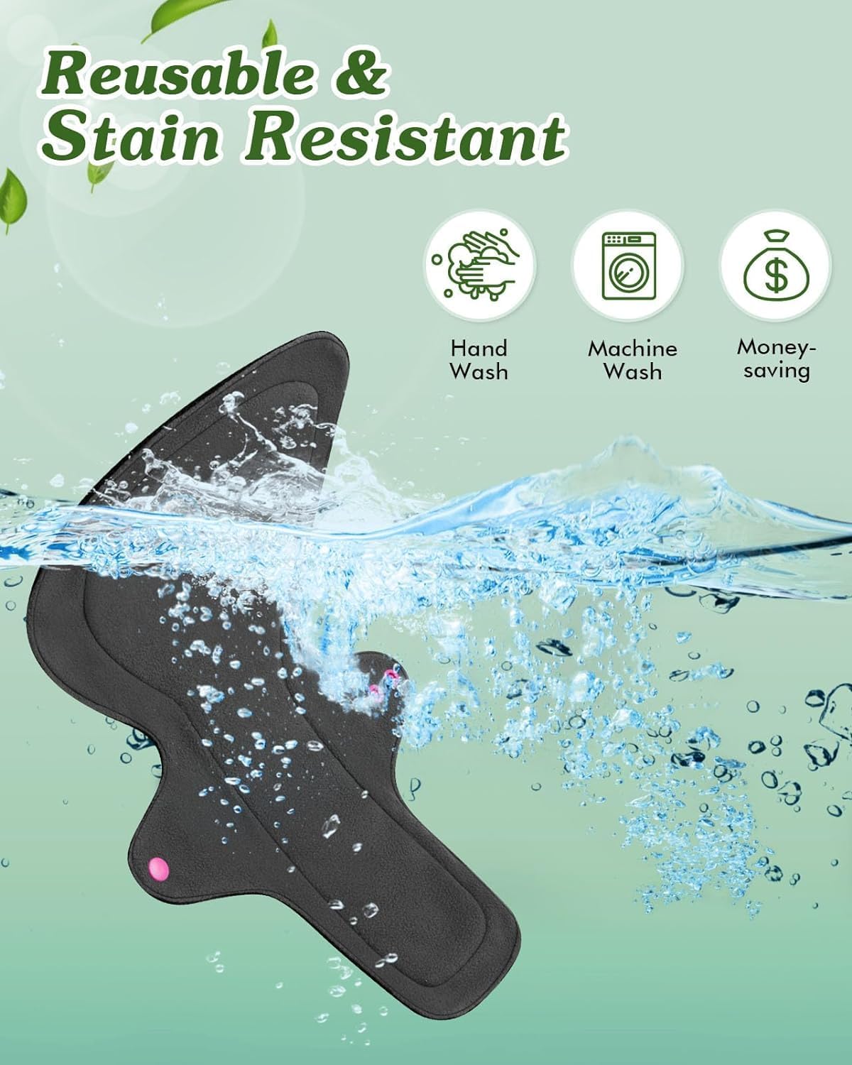 Rovtop 10 toallas sanitarias reutilizables, toallas menstruales de tela lavable, toalla menstrual, servilletas sanitarias con capa absorbente de