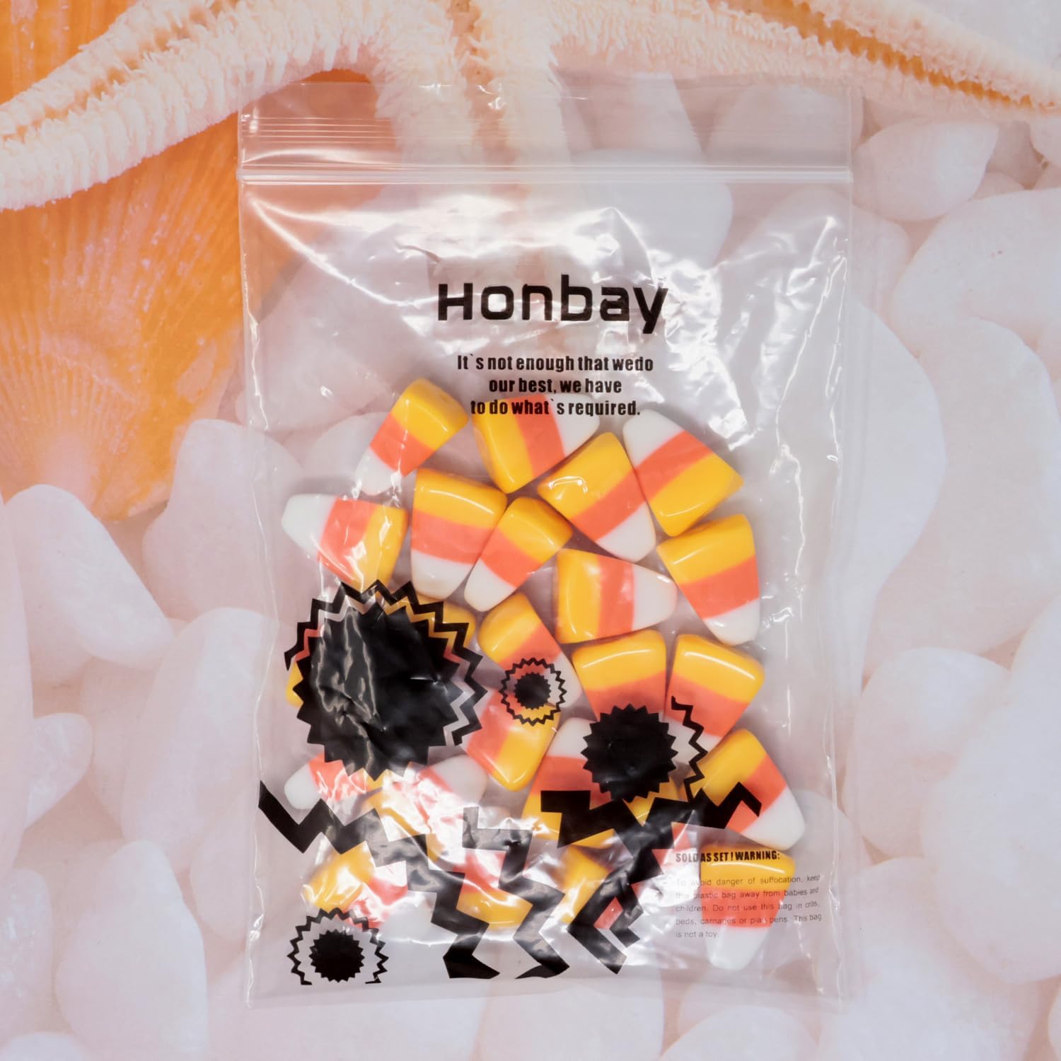 Honbay 24 cuentas de resina de maíz de caramelo artificiales para alimentos, cuentas espaciadoras de Acción de Gracias, Halloween, Navidad, cuentas