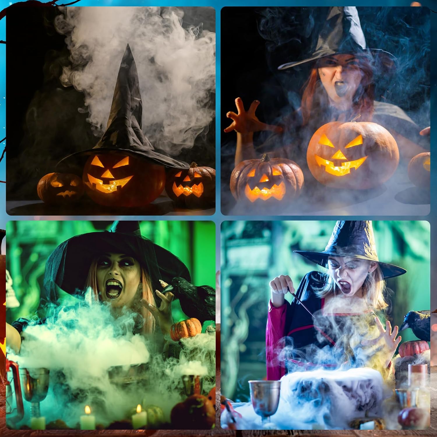 4 piezas de niebla ultrasónica de Halloween nebulizador 12 LED fuente de agua estanque máquina de niebla interior nebulizador de estanque que cambia