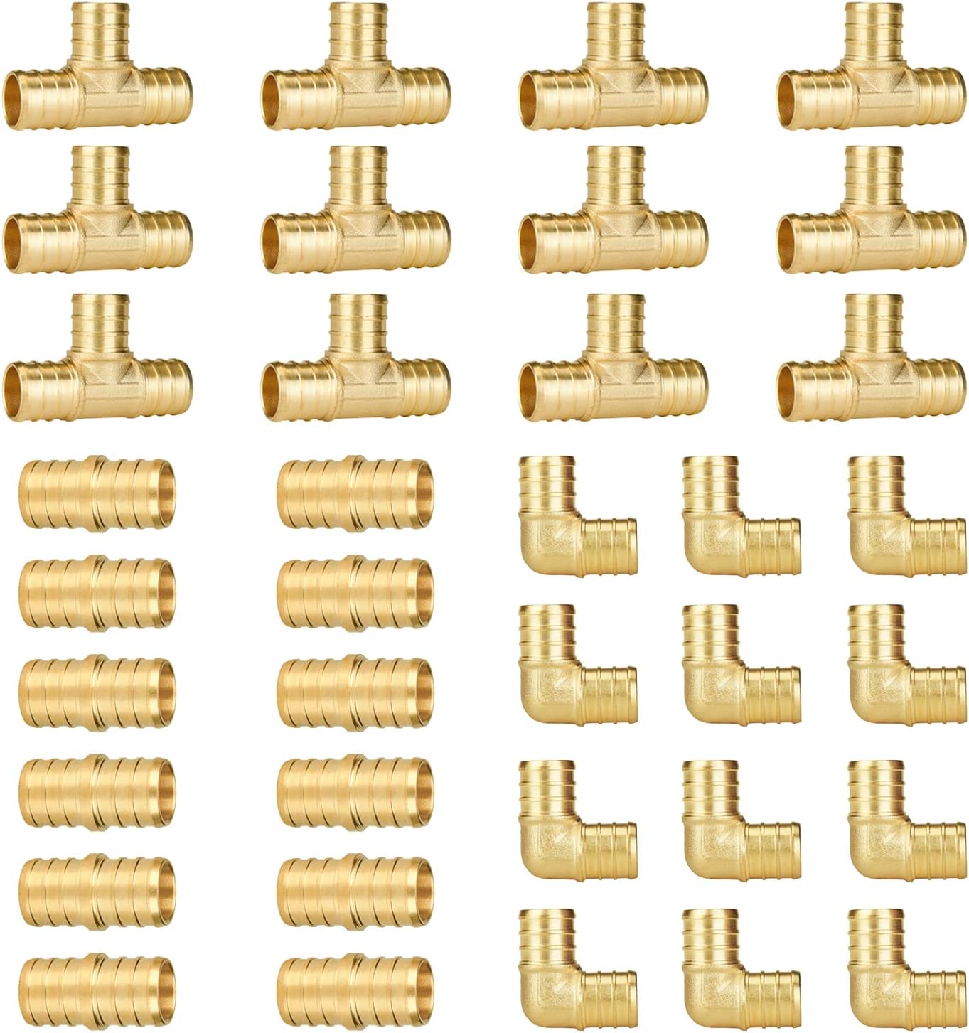 SUNGATOR – Accesorios Pex de 34 pulgadas, juego de 36 accesorios Pex de 34 pulgadas, 12 acoplamientos en T de codo de 34 pulgadas para tubería Pex,