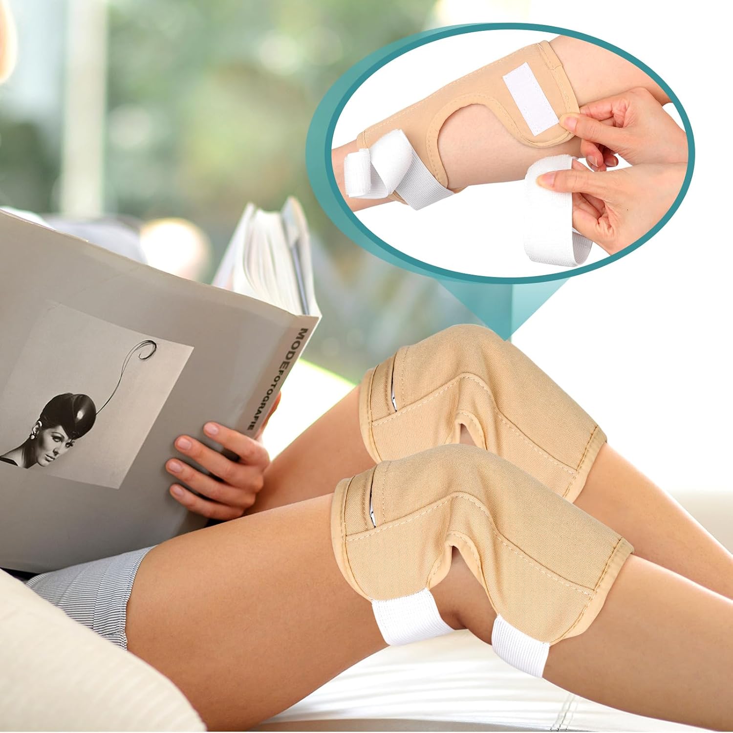 Paquete de aceite de ricino para rodilla, 2 piezas orgánicas para envoltura de aceite de ricino para pies con 2 almohadillas térmicas, kit de
