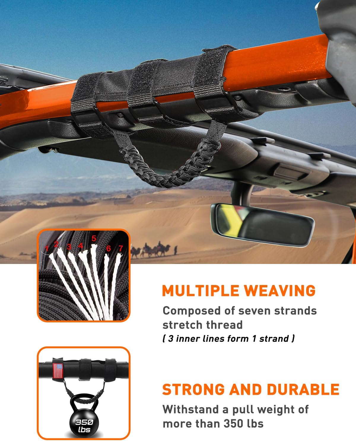 Savadicar Paquete de 2 asas de agarre compatibles con Jeep Wrangler CJ YJ TJ JK JL 4XE y Gladiator JT 1955-2024 y Gladiator JT, soporte de