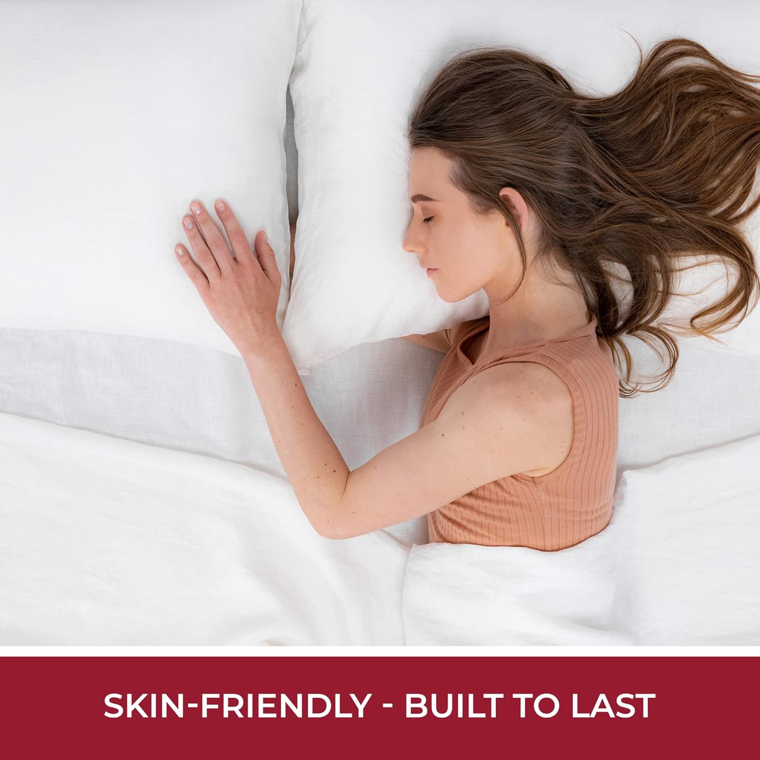 Mellanni Juego de sábanas de lino 100% individual, juego de sábanas de lino blanco, incluye juego de cama plano y ajustable con 1 funda de almohada,