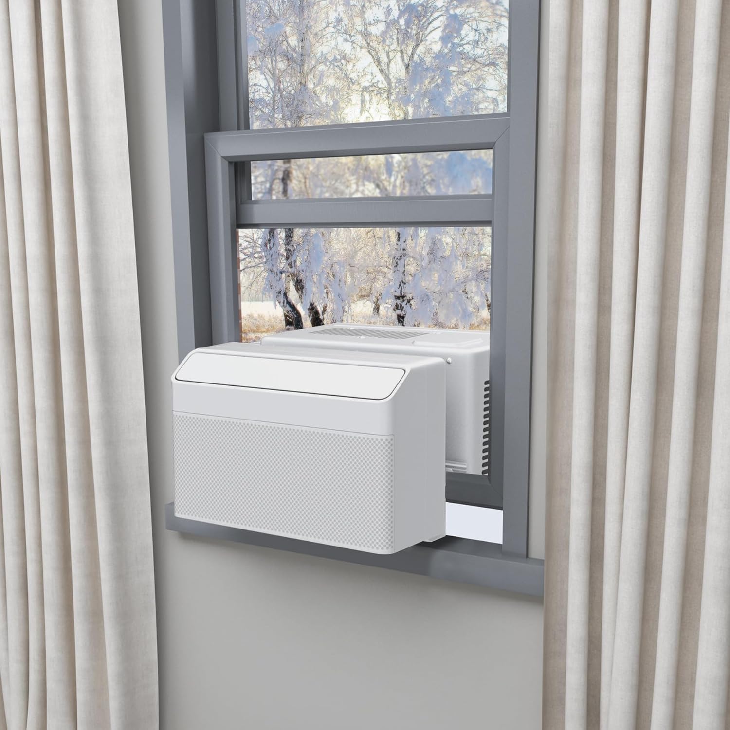 Powrocket Paquete de 2 bloques de espuma para unidades de aire acondicionado en forma de U, bloque de espuma lateral de cortina de CA para ventana