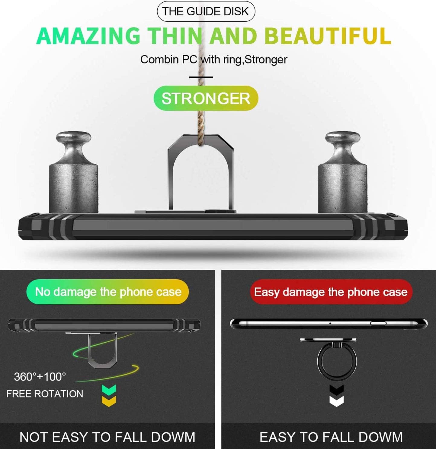 Funda para Motorola Moto P40 PowerMoto One Action, 360 grados con anillo giratorio con función atril híbrida resistente de doble capa a prueba de