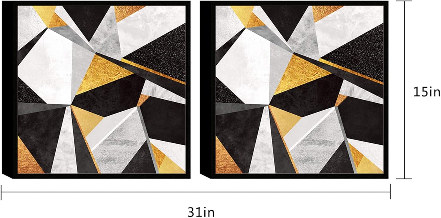 Chic Home Decor Geo France – Juego de 2 piezas de lienzo enmarcado envuelto para pared, arte de pared con estampado giclée moderno, patrón de mármol