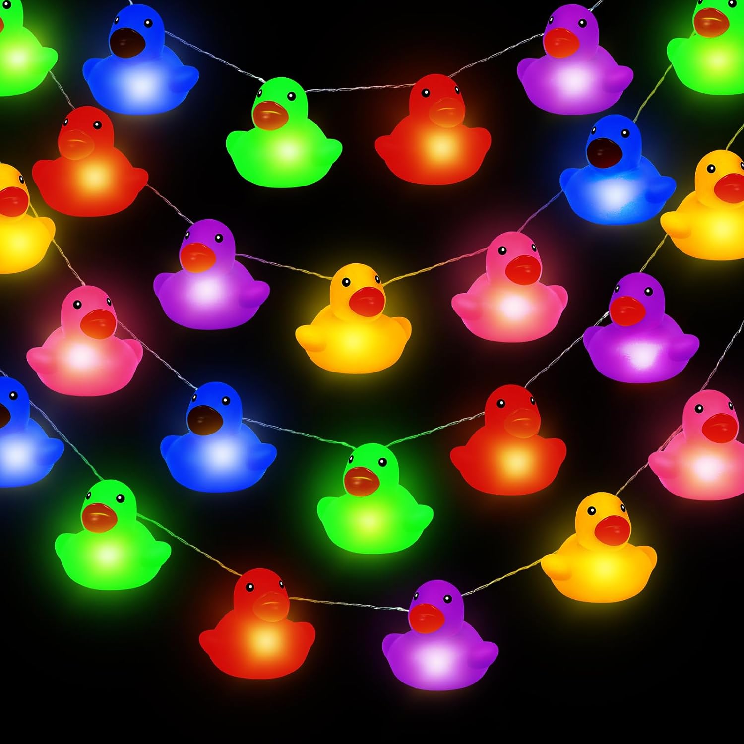 Deekin Guirnalda de luces LED de goma con forma de pato de 100200 luces LED para árbol de Navidad, pato, funciona con pilas, luces decorativas para