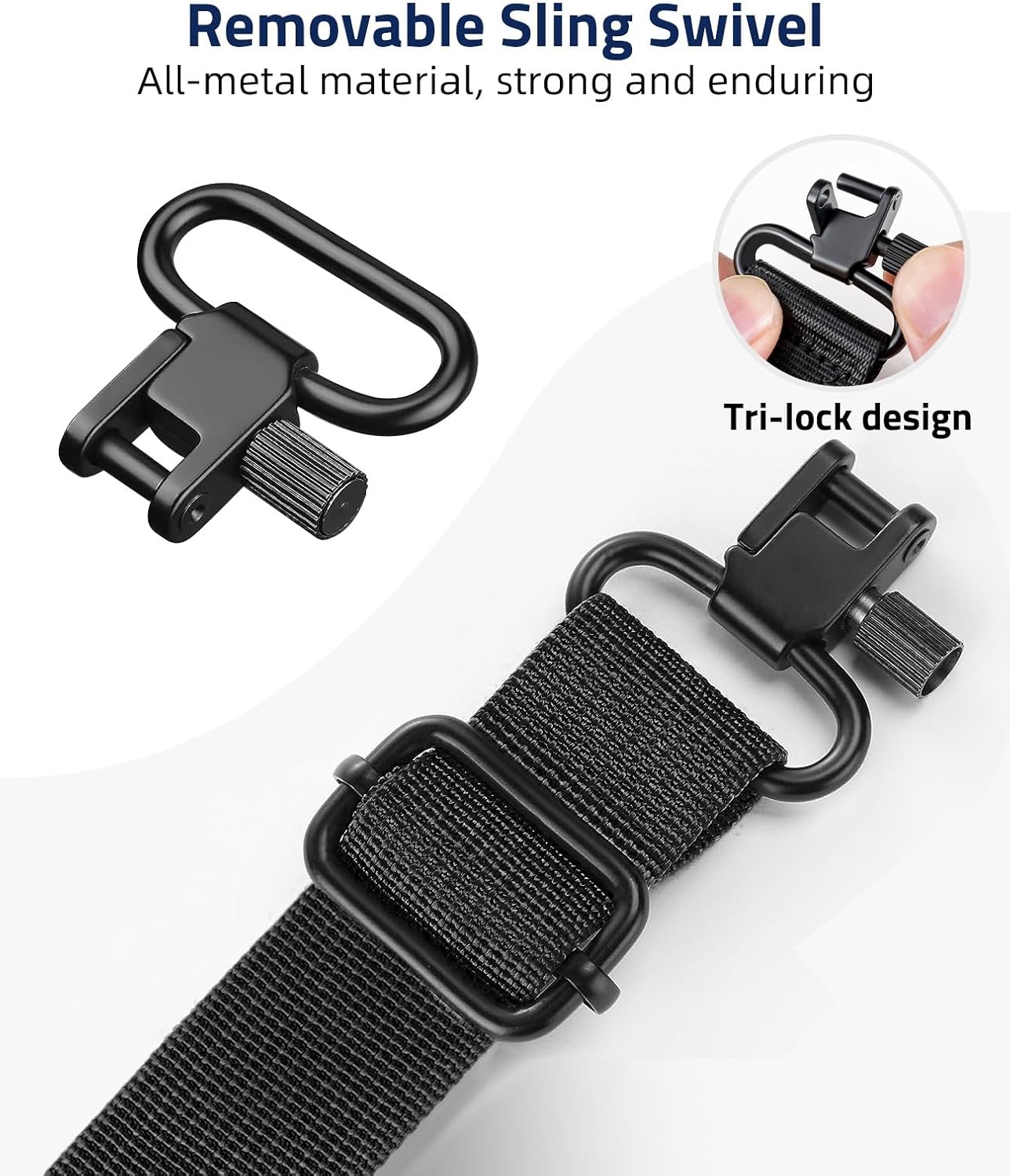 EZshoot Eslinga de rifle de dos puntos con bolsillo de repuesto y giratorios extraíbles, cómodo acolchado de neopreno, correa de pistola de ajuste