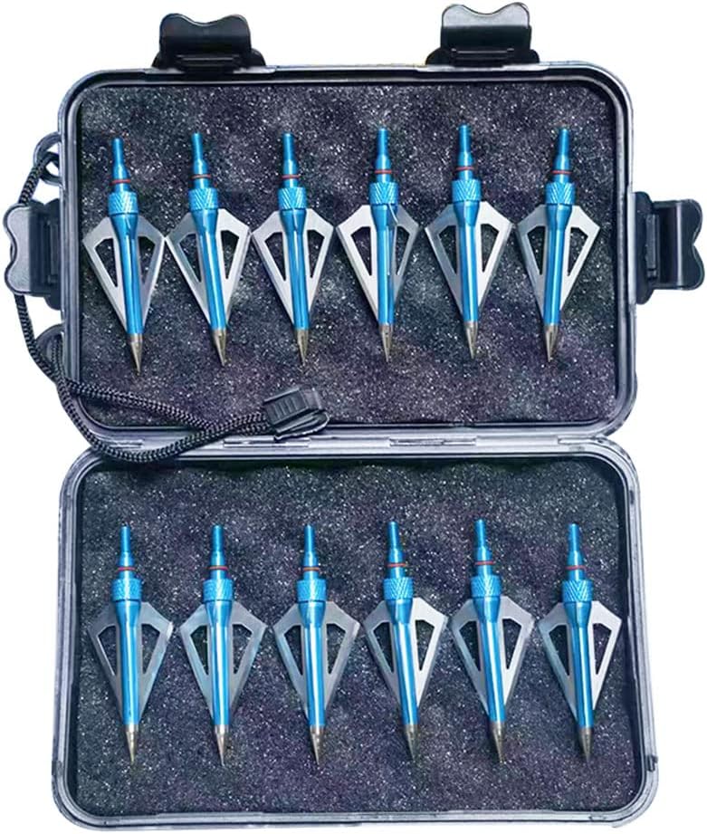 3 cuchillas de caza de 100125 granos, cabezas de flecha atornilladas, puntas de flecha compatibles con ballesta y arco compuesto + 1 estuche de