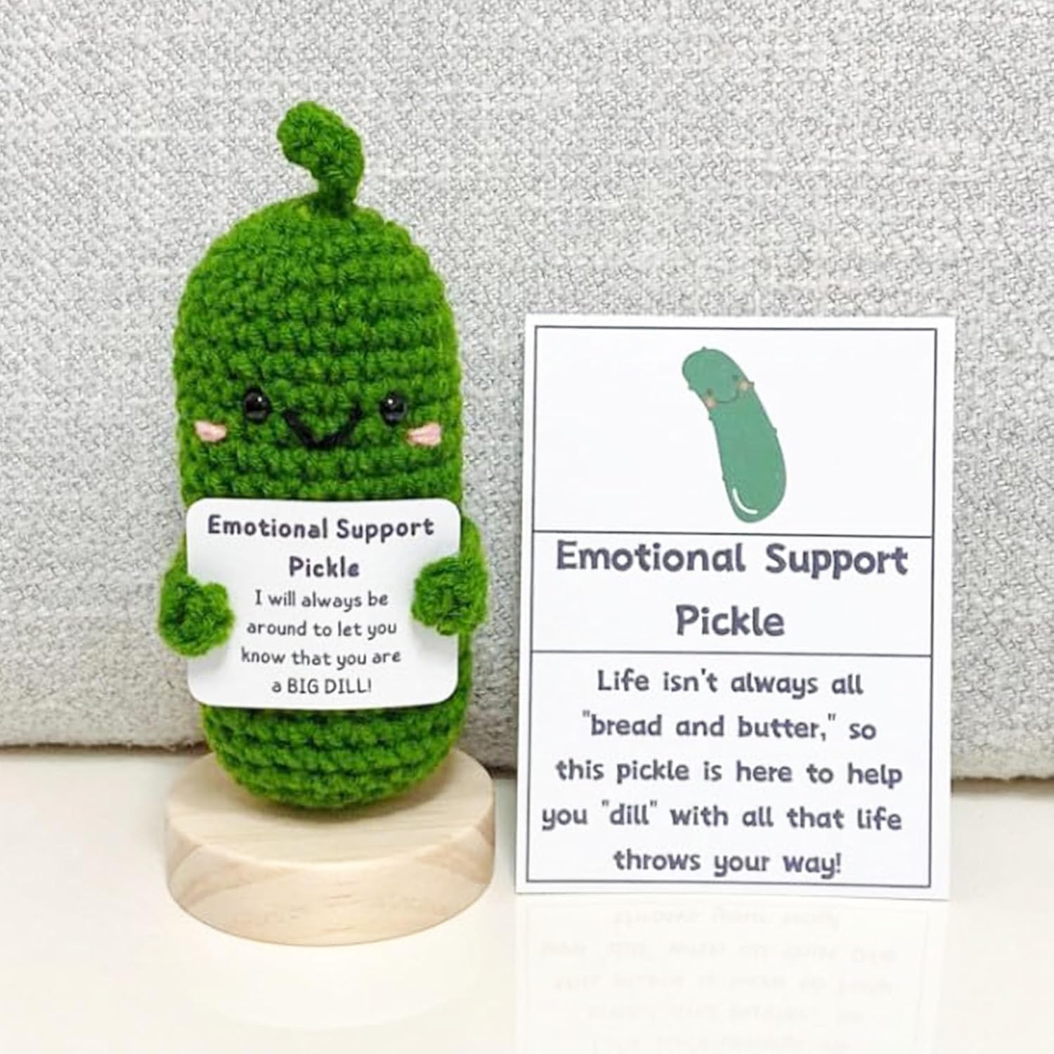 Apoyo emocional Pepino en escabeche hecho a mano, soporte emocional en escabeche, lindo punto de ganchillo, berenjena positiva, regalo para niños y