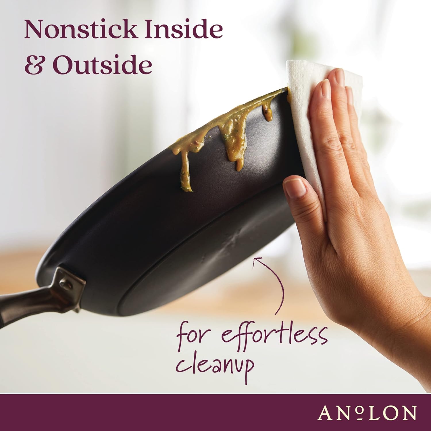 Anolon Advanced Home – Olla ancha antiadherente anodizada dura (7.5 cuartos de galón, piedra lunar)