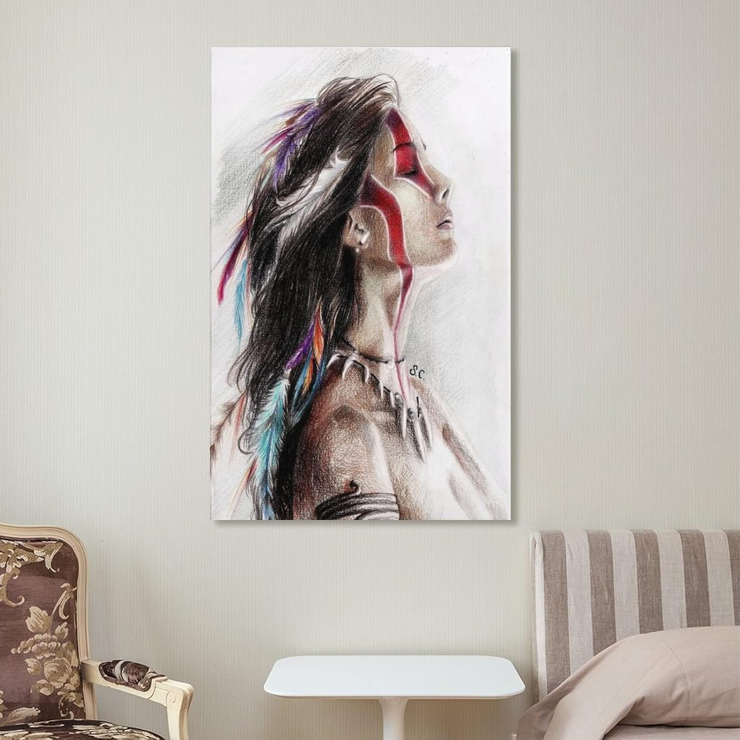 Lienzo decorativo de anime Art A Taino Indian Warrior para decoración de pared, póster de pintura en lienzo, pósteres e impresiones artísticas de