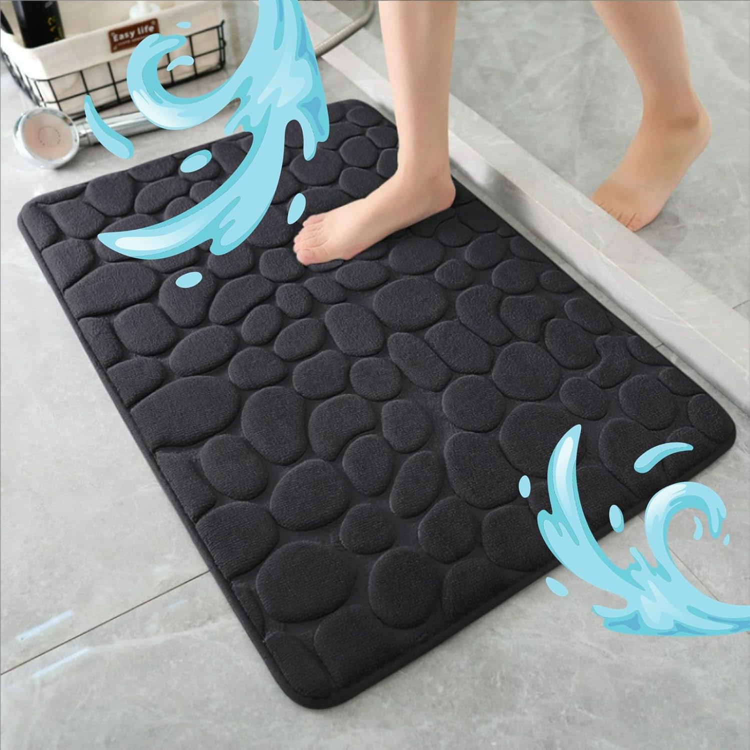 EKYOSHCZ Goodergear – Tapete de baño súper absorbente de 19.7 in x 31.5 in, de espuma viscoelástica, tapete de baño de baño con relieve de