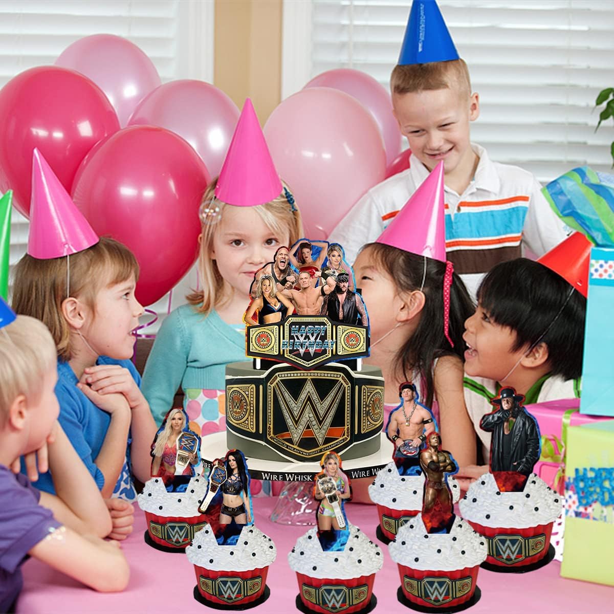 Paquete de 25 adornos para tartas de lucha libre, decoración de fiesta de cumpleaños