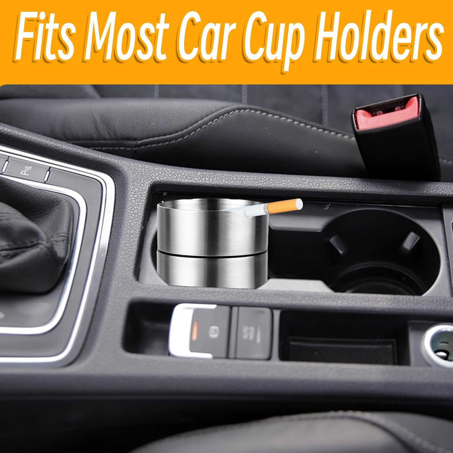 Cenicero de automóvil de acero inoxidable, cenicero portátil sin humo para interiores, mini ceniceros a prueba de olores para patio, accesorios de