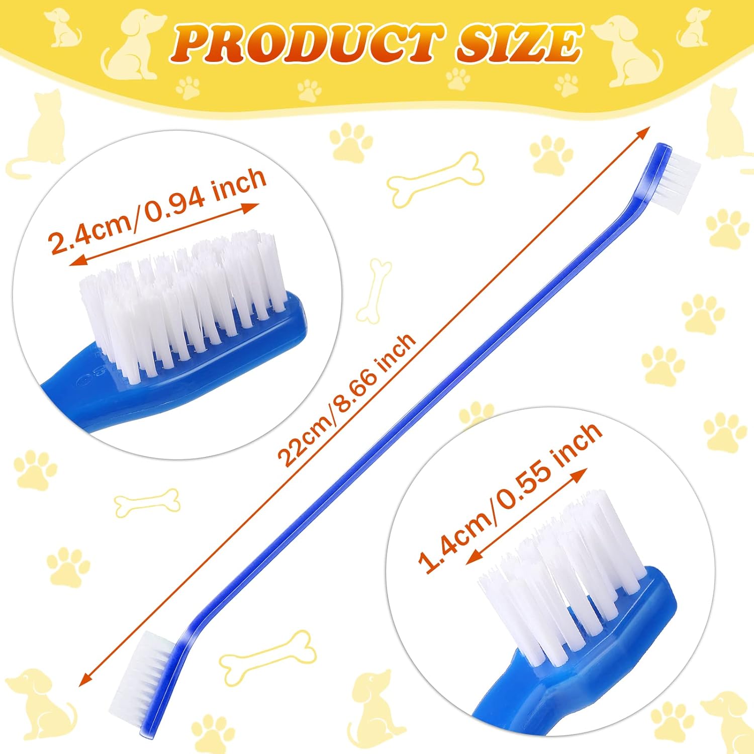 150 cepillos de dientes para perros, cepillos dentales de doble cabeza, kit de cepillado de dientes de cachorro, cepillo de dientes de mango largo