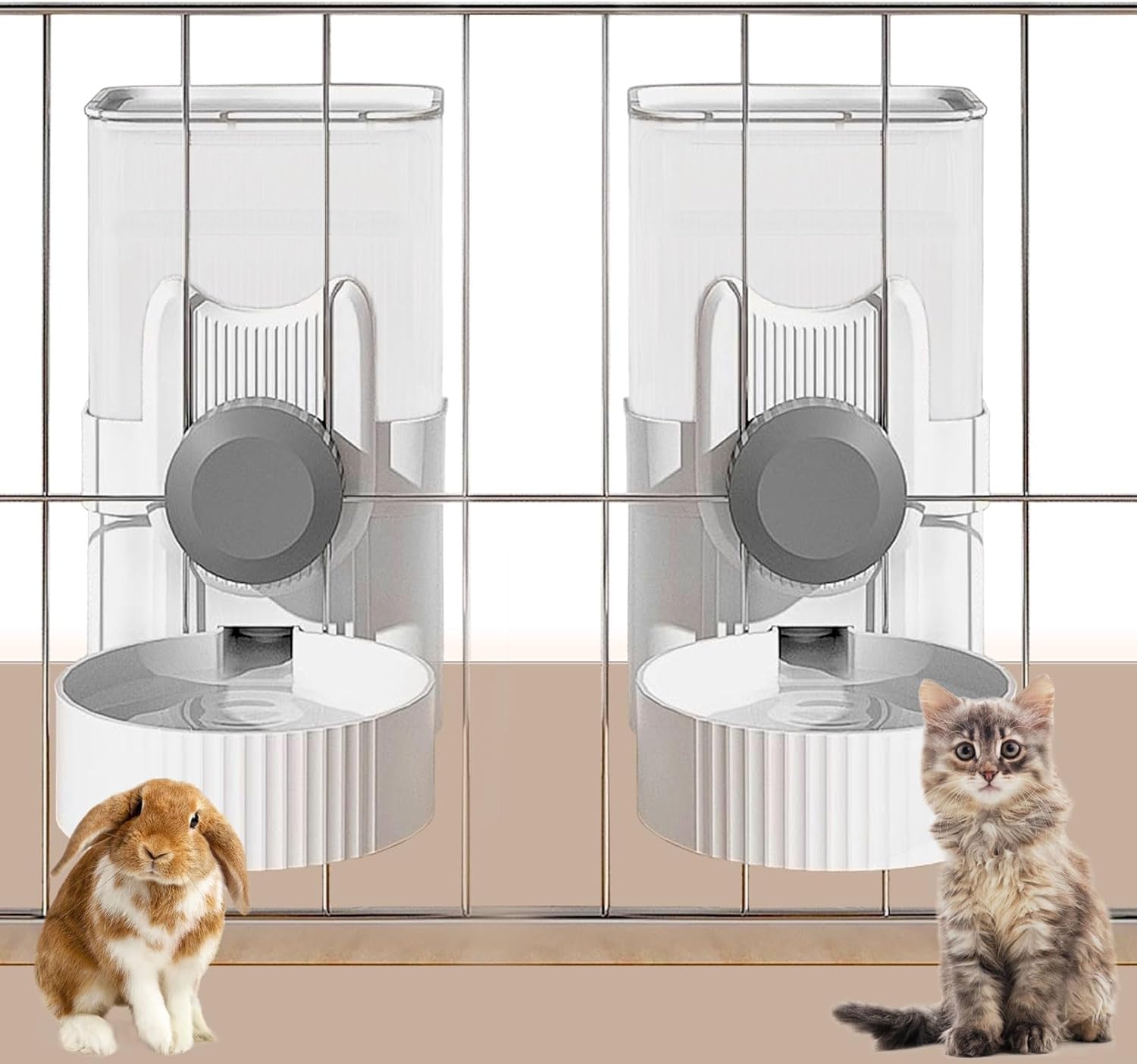kathson Dispensador de agua automático colgante para gatos, 1 litro, bebedero de conejo por gravedad para jaula de mascotas, cuenco de alimentación