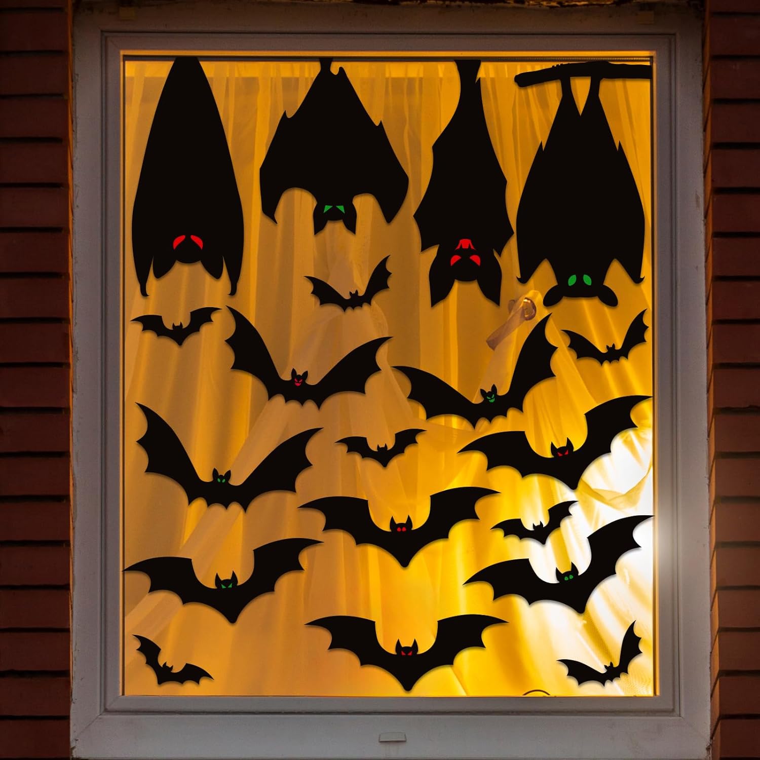 Adhesivos para ventana de fiesta de Halloween, murciélagos, decoración de silueta aterradora, calcomanías para ventana, calcomanías de fiesta de