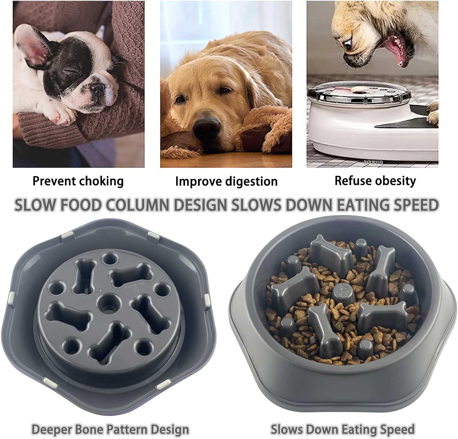 CAISHOW Tazón de alimentación lenta para perros, antigolpe, alimentación saludable, interactiva, parada de hinchazón, alternativa divertida,