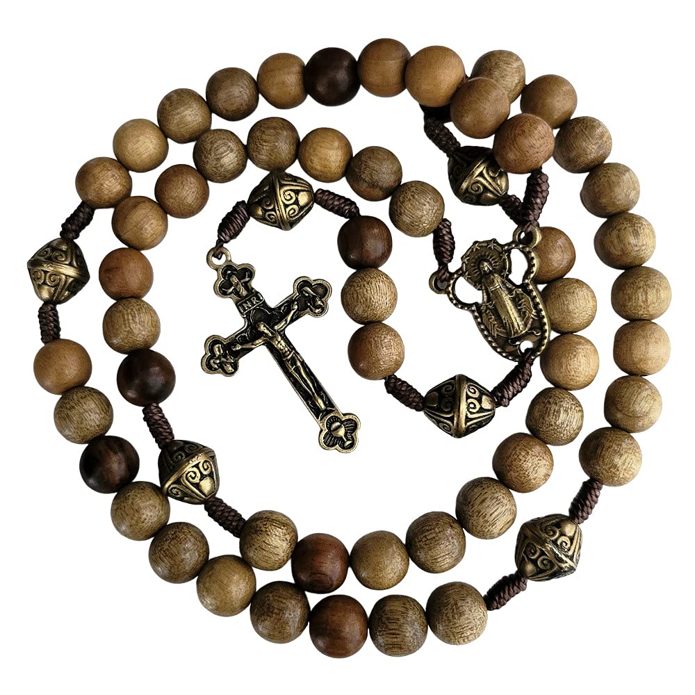 Wood Rosary – Elegantly Handmade Wooden Bead and Bronze Rosary Catholic or Christian Gift Rosaries