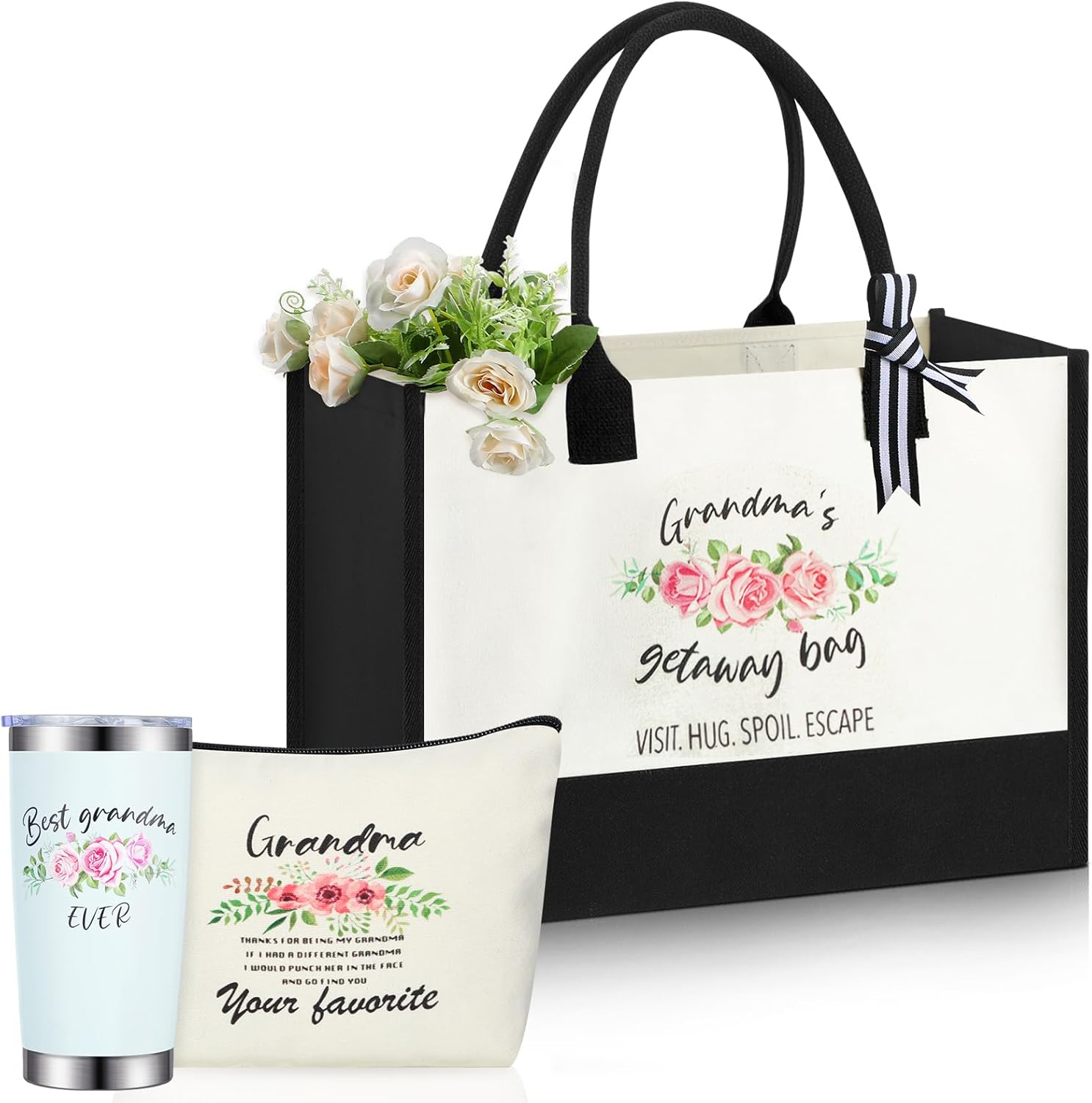 3 piezas de regalos para abuela, regalos de cumpleaños para abuela, regalos de Navidad para la mejor abuela del mundo, taza aislada de 20 onzas con