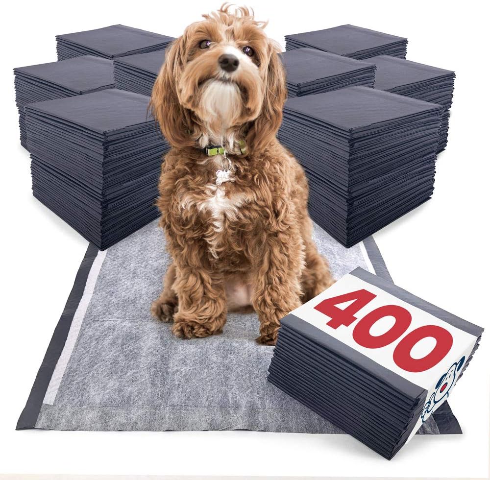 Plus Carbon – Almohadillas para cachorros, tamaño mediano de 23 x 24 pulgadas, paquete a granel de 400 unidades, almohadillas de orina de primera
