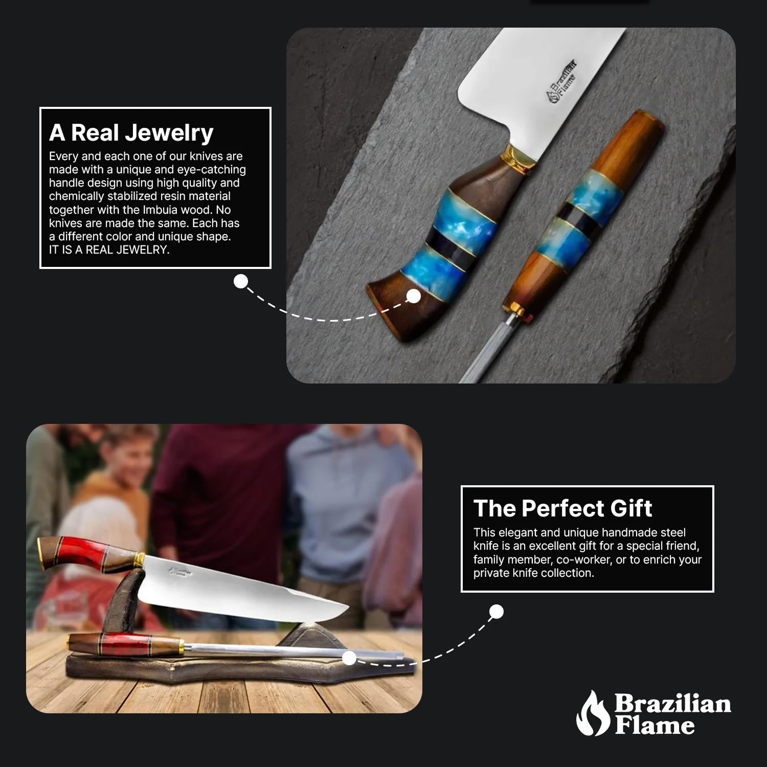 Chef Picanha – Juego de cuchillos de acero inoxidable de 10 pulgadas con afilador, color verde
