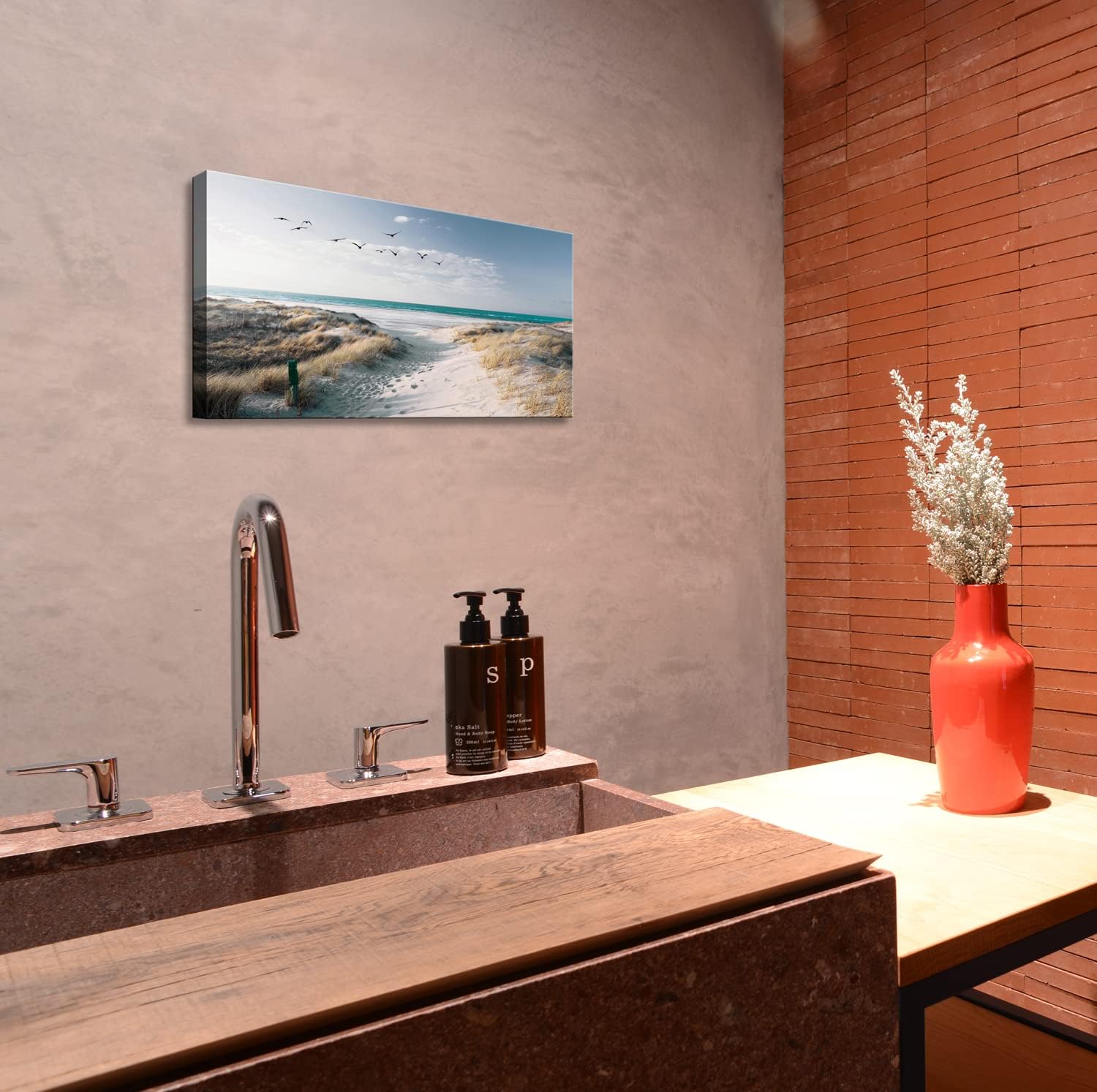 Decoración de pared de playa, lienzo, cuadros artísticos para dormitorio, sala de estar, offico, enmarcado, pinturas de baño, impresiones de sol y