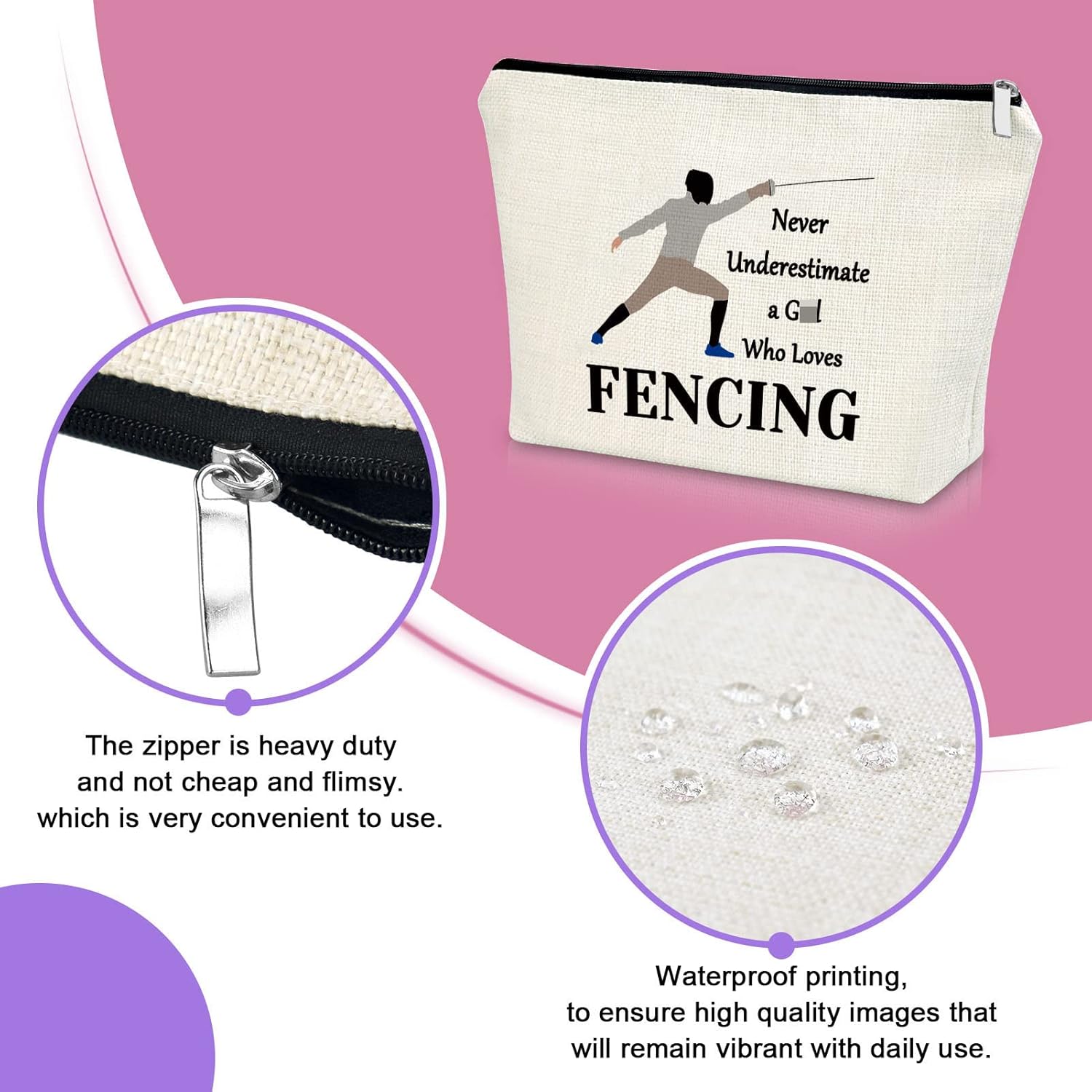 Bolsa de maquillaje de regalo para mujer, Quién ama la esgrima
