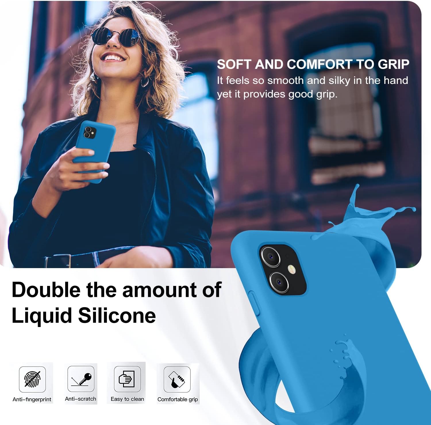 Vooii Funda protectora para iPhone 11, silicona líquida suave de goma delgada de cuerpo completo para iPhone 11 (con forro de microfibra suave),