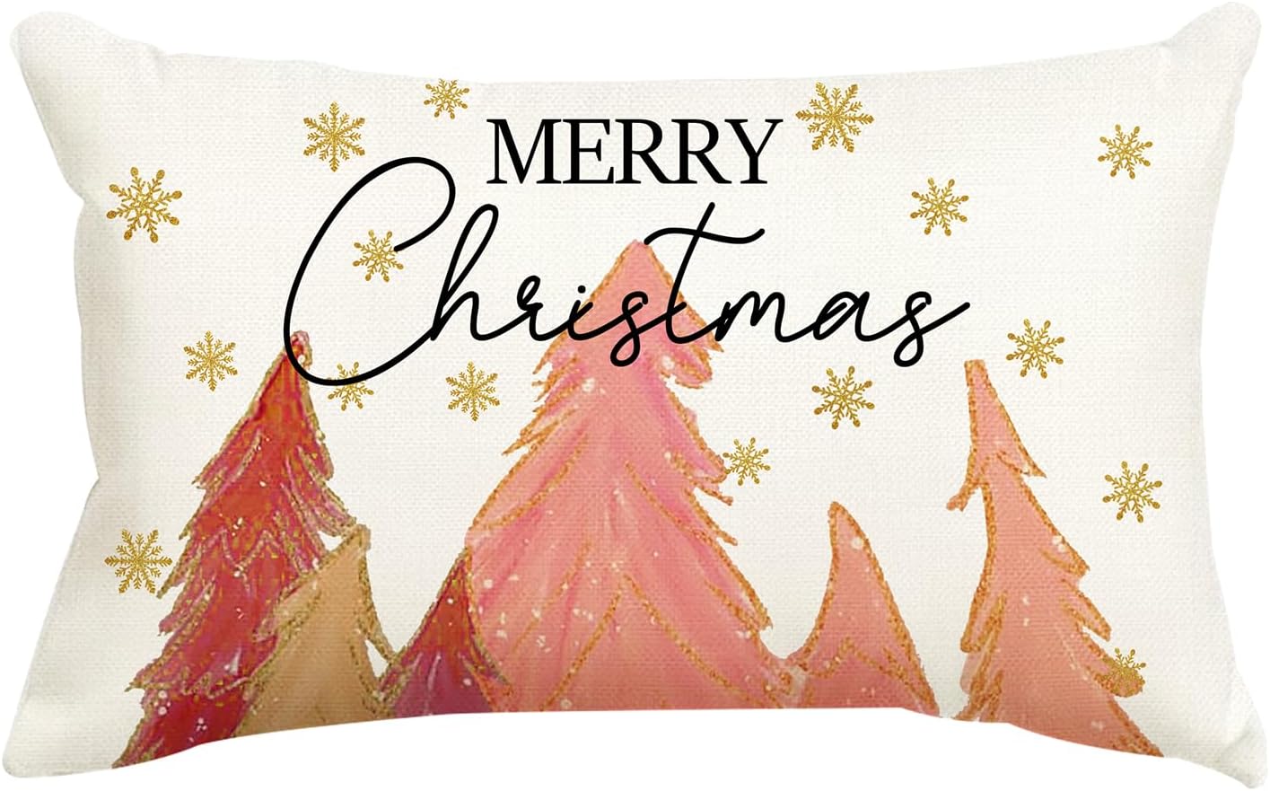 Fundas de almohada de Navidad de 12 x 20 pulgadas, diseño de copo de nieve de árbol de Navidad, decoración de vacaciones, funda de cojín para el